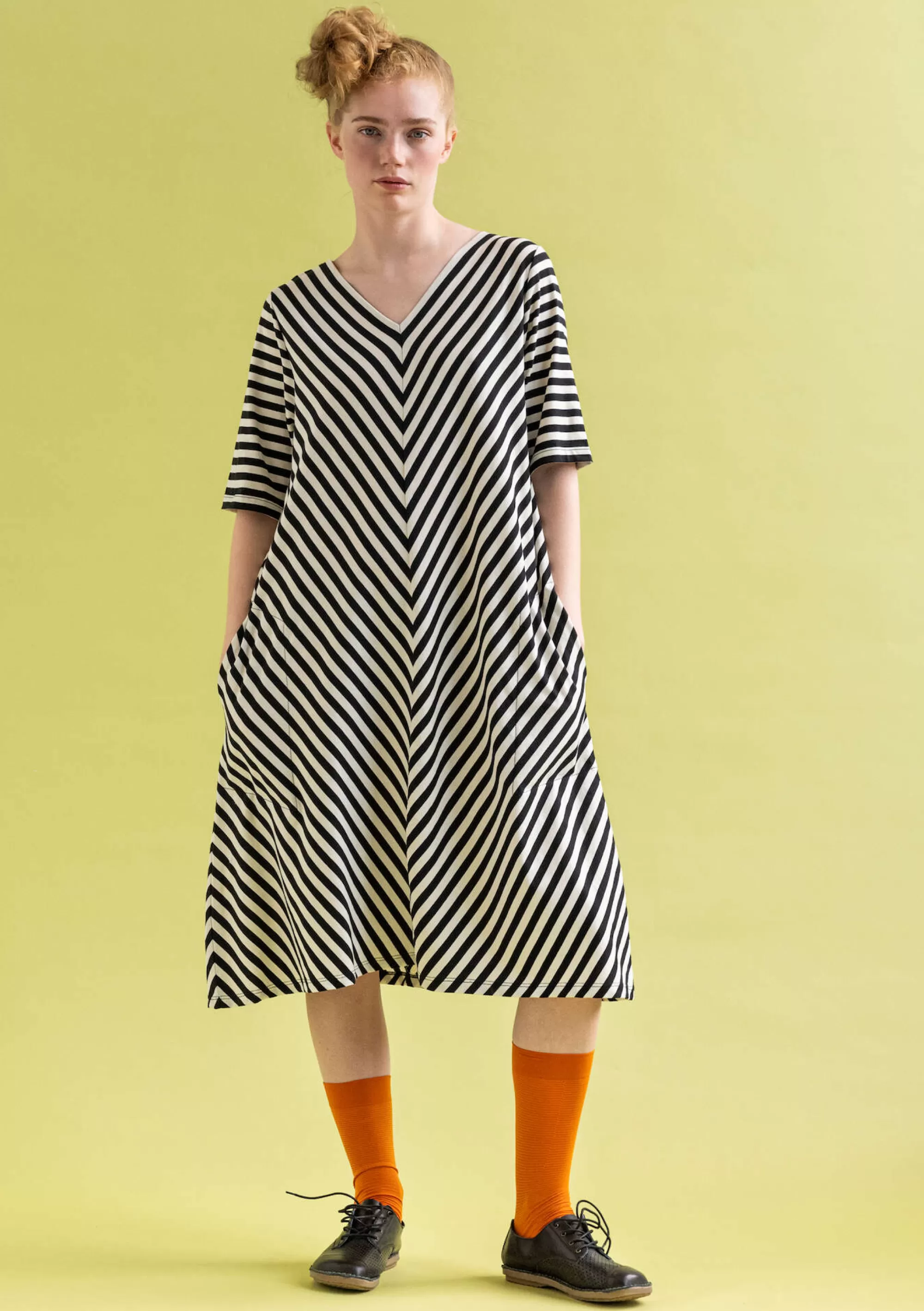 Kleider | Öko-Baumwolle^Gudrun Sjödén Basic-Streifenkleid Aus Bio-Baumwolle schwarz-ungebleicht
