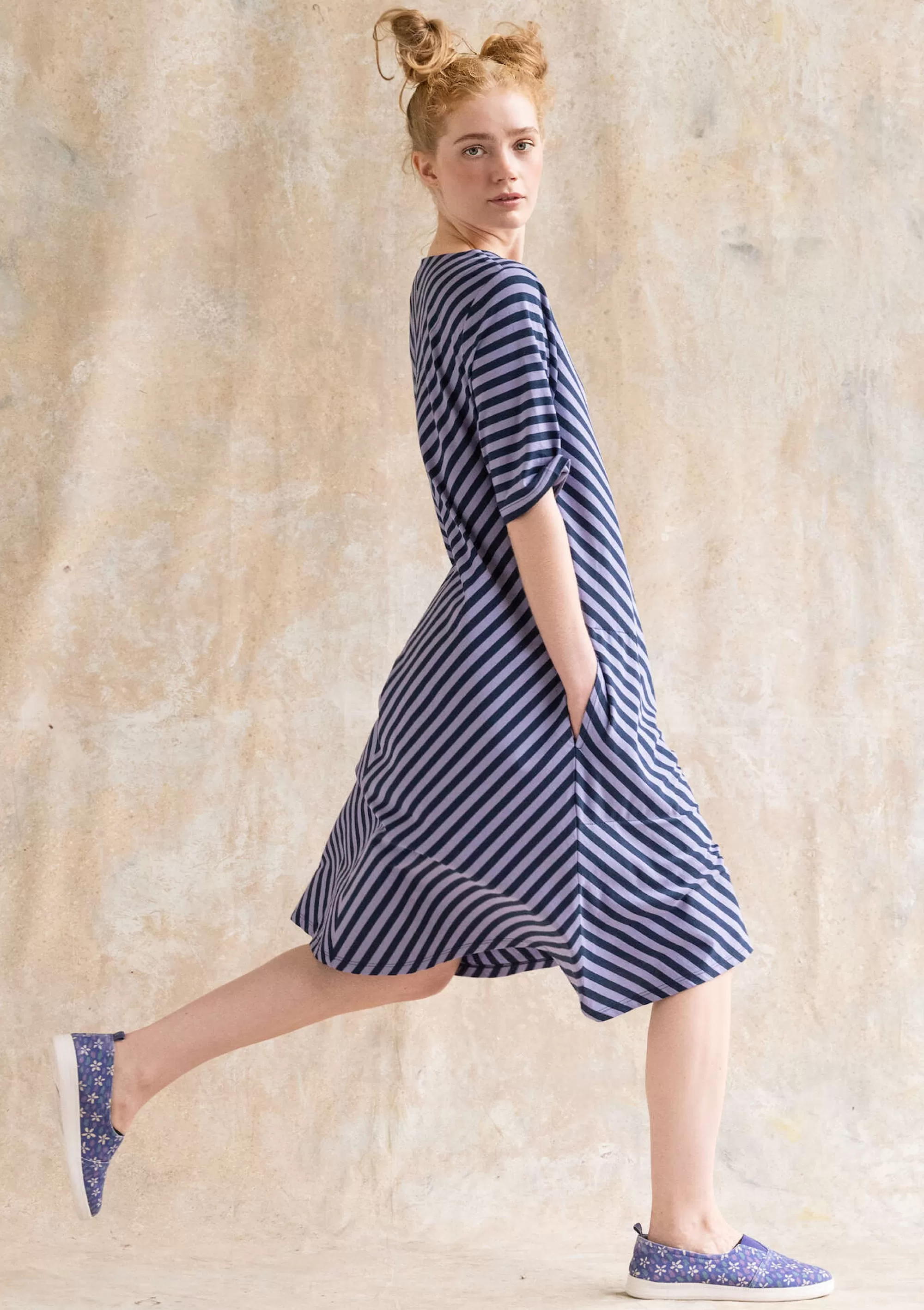 Kleider | Kleider im Hippie-Stil^Gudrun Sjödén Basic-Streifenkleid Aus Bio-Baumwolle dunkelindigo-distel