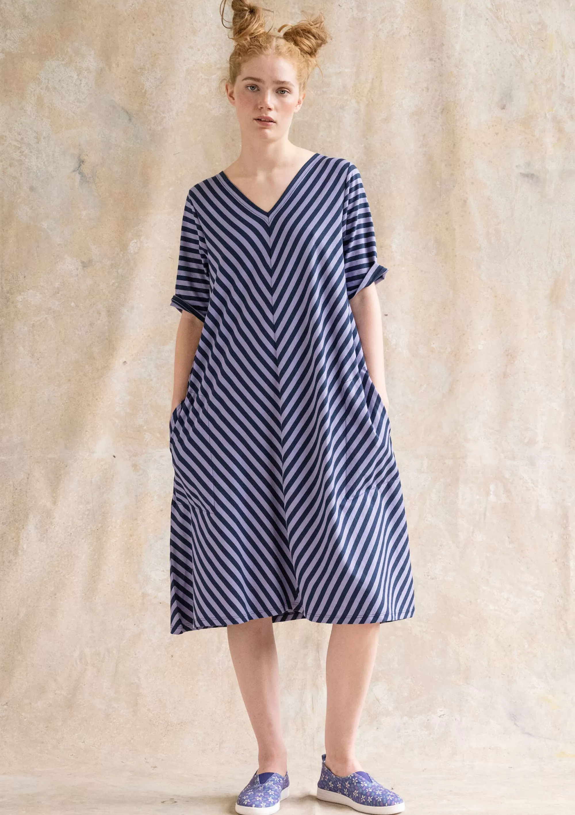 Kleider | Kleider im Hippie-Stil^Gudrun Sjödén Basic-Streifenkleid Aus Bio-Baumwolle dunkelindigo-distel