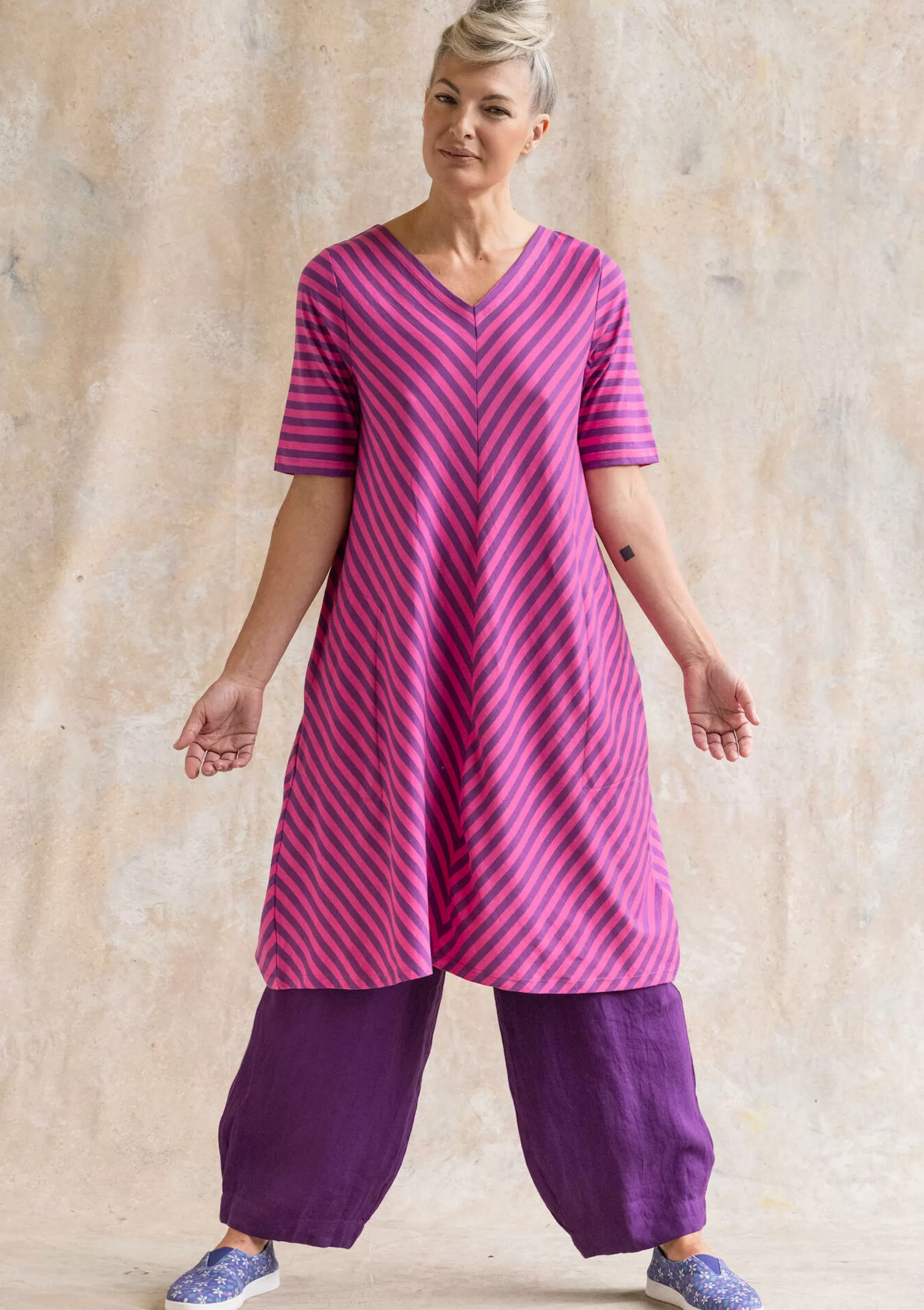 Kleider | Öko-Baumwolle^Gudrun Sjödén Basic-Streifenkleid Aus Bio-Baumwolle hibiskus-mittsommerblumen