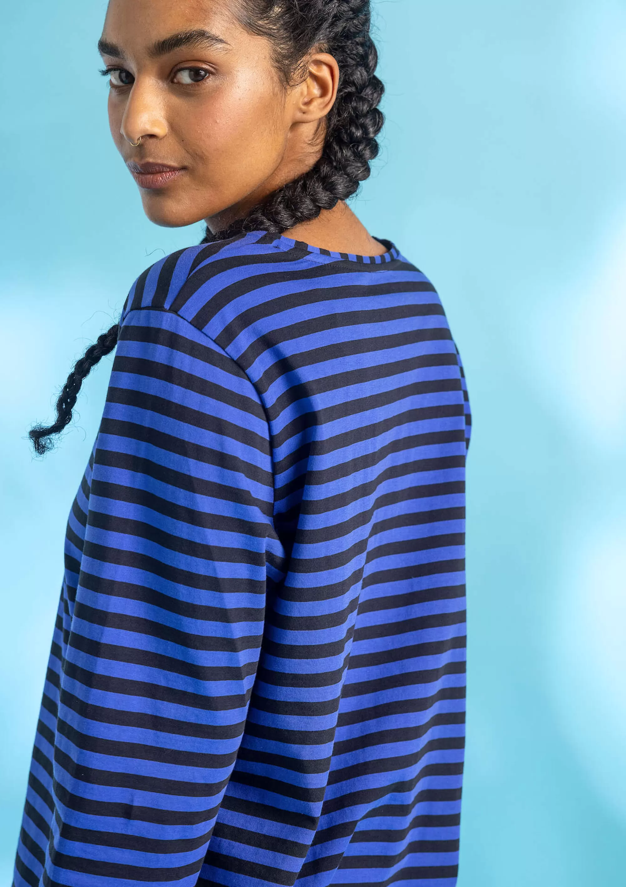 Pullover & Shirts | Gestreifte Kleidung^Gudrun Sjödén Basic-Streifenshirt Aus Bio-Baumwolle brillantblau-schwarz