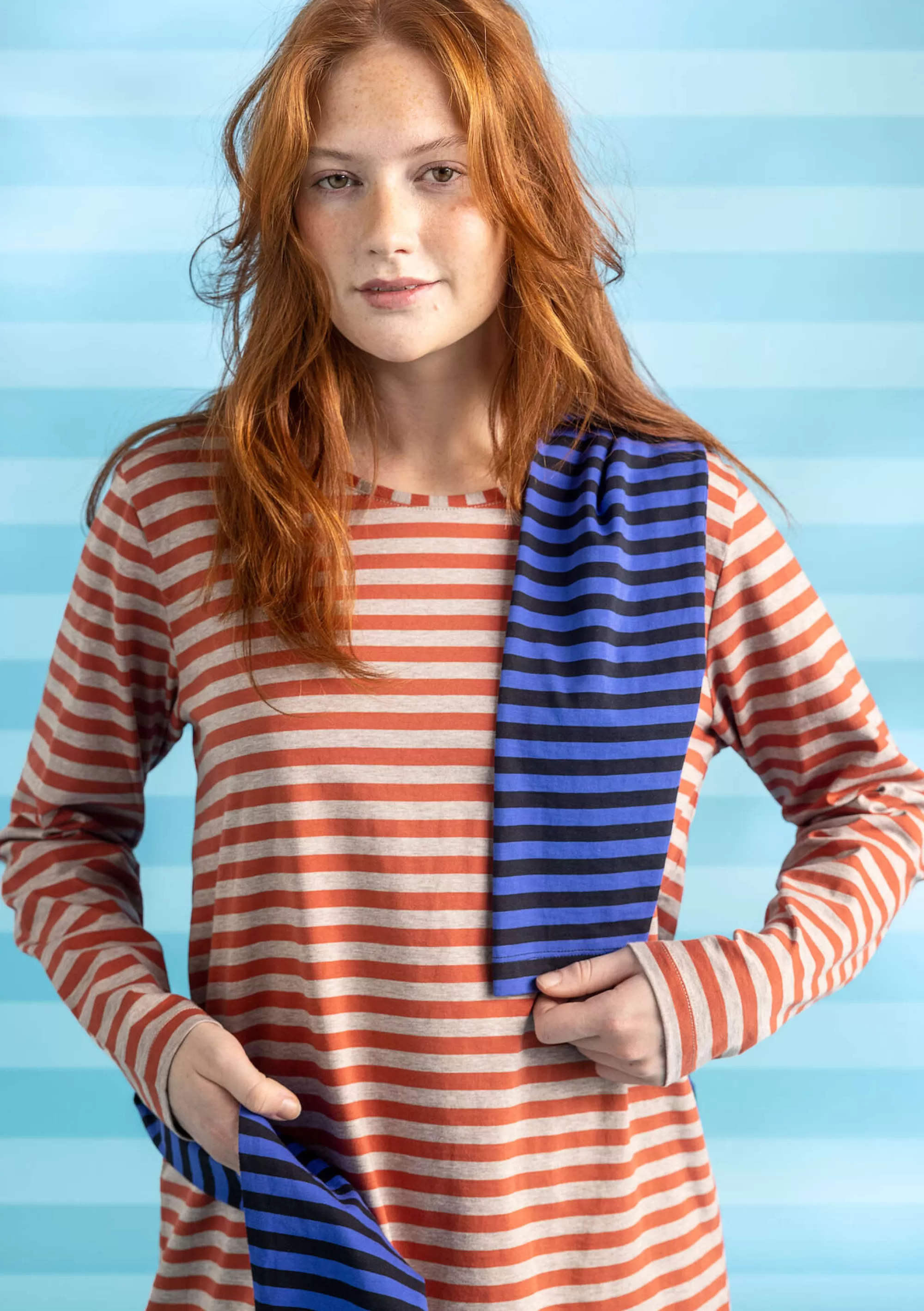 Pullover & Shirts | Gestreifte Kleidung^Gudrun Sjödén Basic-Streifenshirt Aus Bio-Baumwolle kupfer-hellkartoffelmelange
