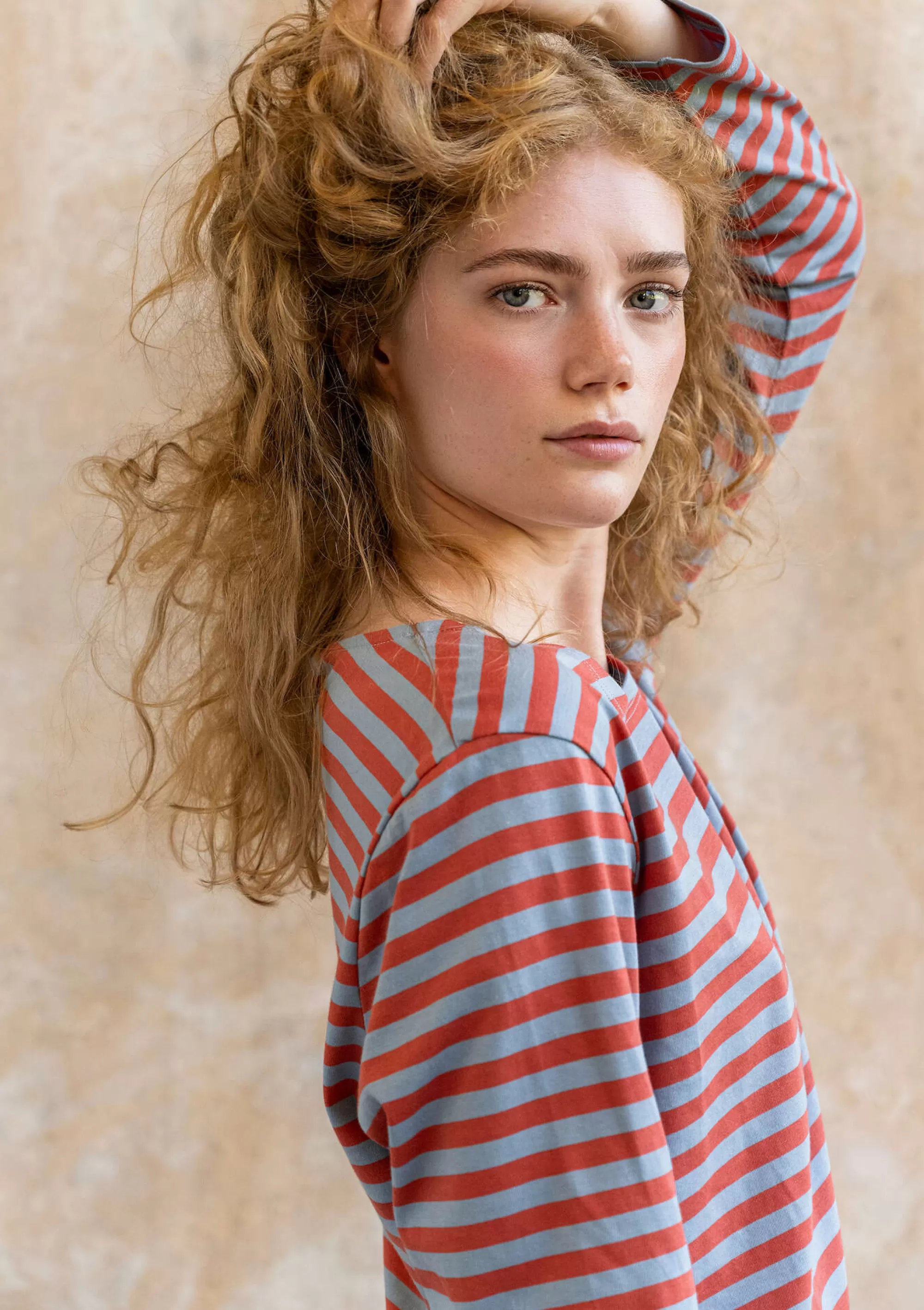 Pullover & Shirts | Öko-Baumwolle^Gudrun Sjödén Basic-Streifenshirt Aus Bio-Baumwolle taubenblau-ziegel
