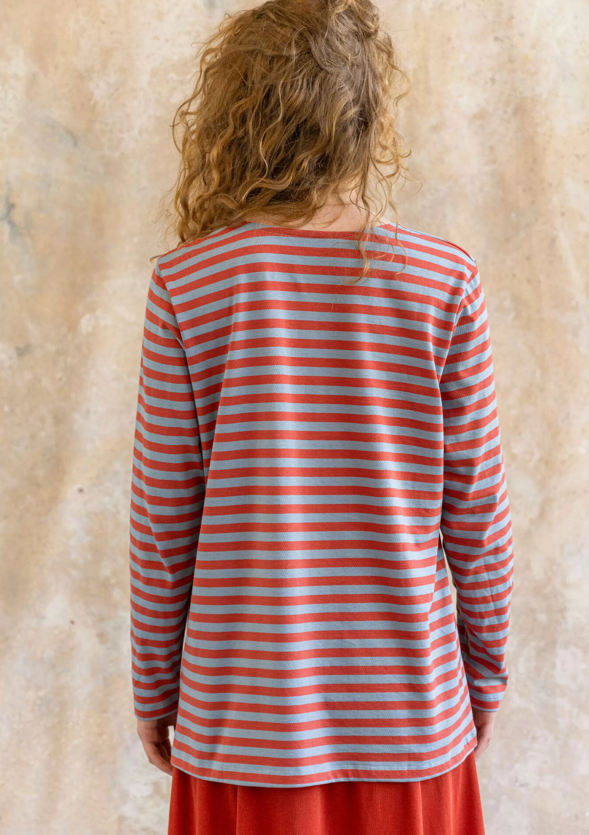 Pullover & Shirts | Öko-Baumwolle^Gudrun Sjödén Basic-Streifenshirt Aus Bio-Baumwolle taubenblau-ziegel