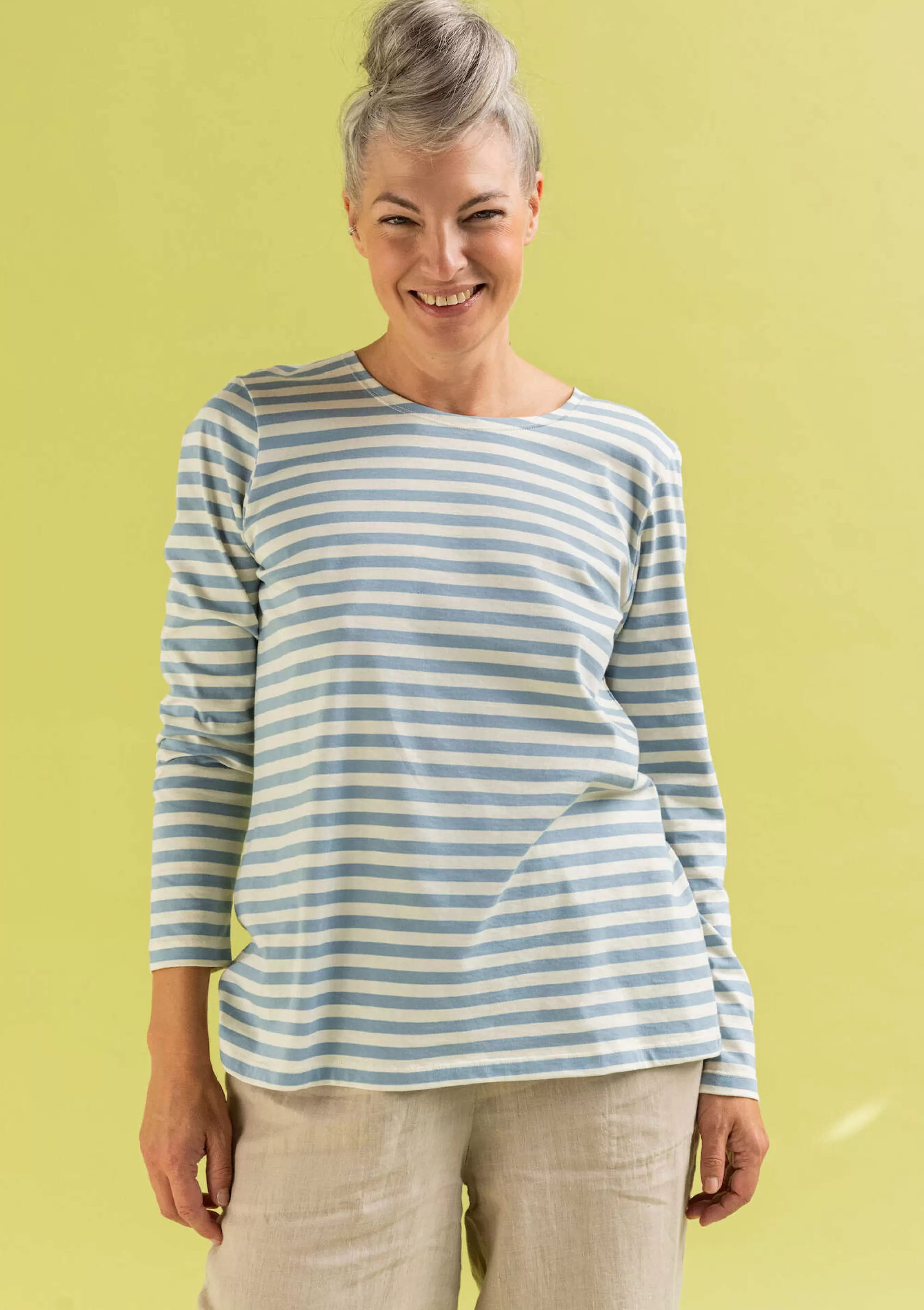 Jersey | Pullover & Shirts^Gudrun Sjödén Basic-Streifenshirt Aus Bio-Baumwolle taubenblau-ungebleicht