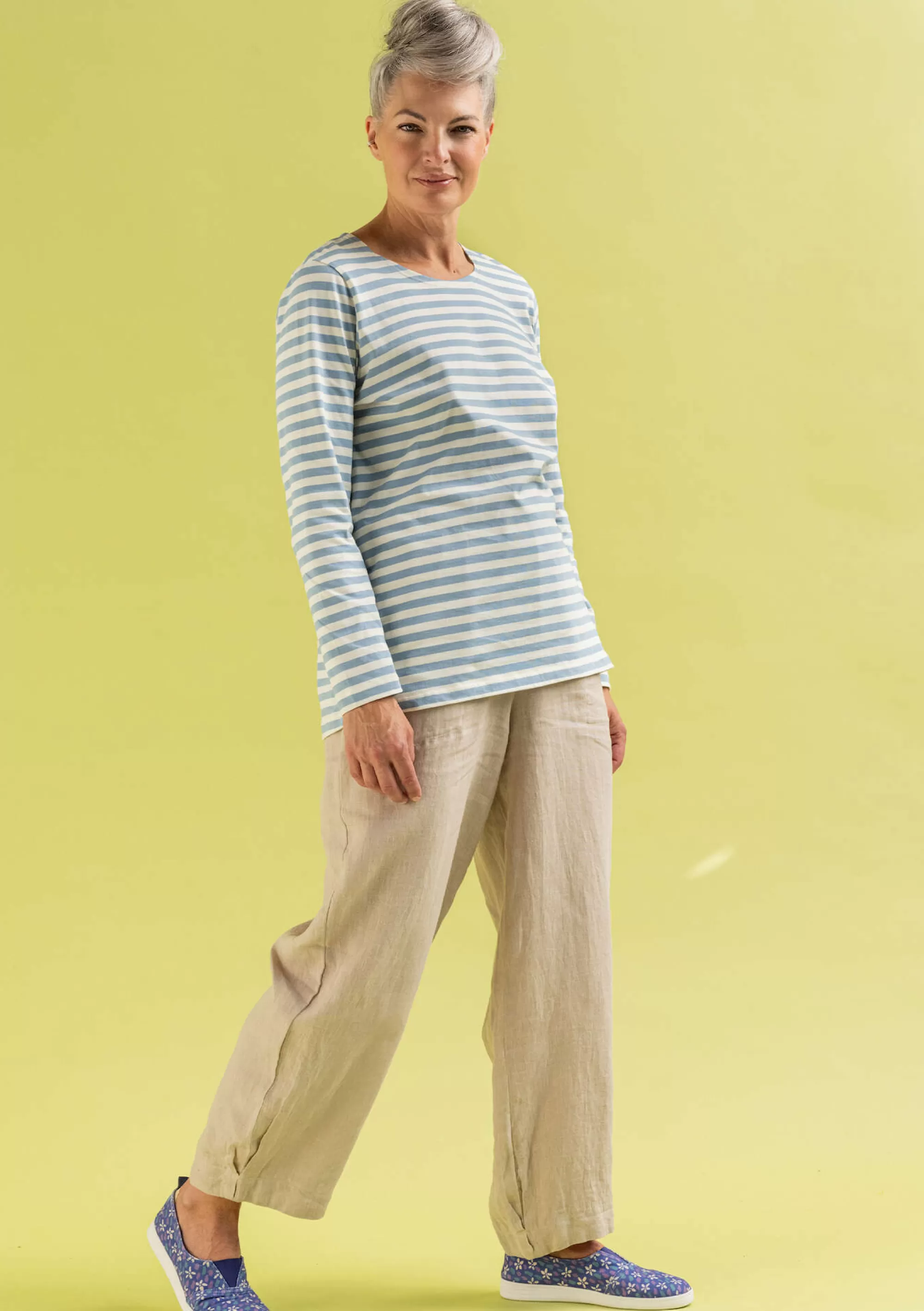 Jersey | Pullover & Shirts^Gudrun Sjödén Basic-Streifenshirt Aus Bio-Baumwolle taubenblau-ungebleicht