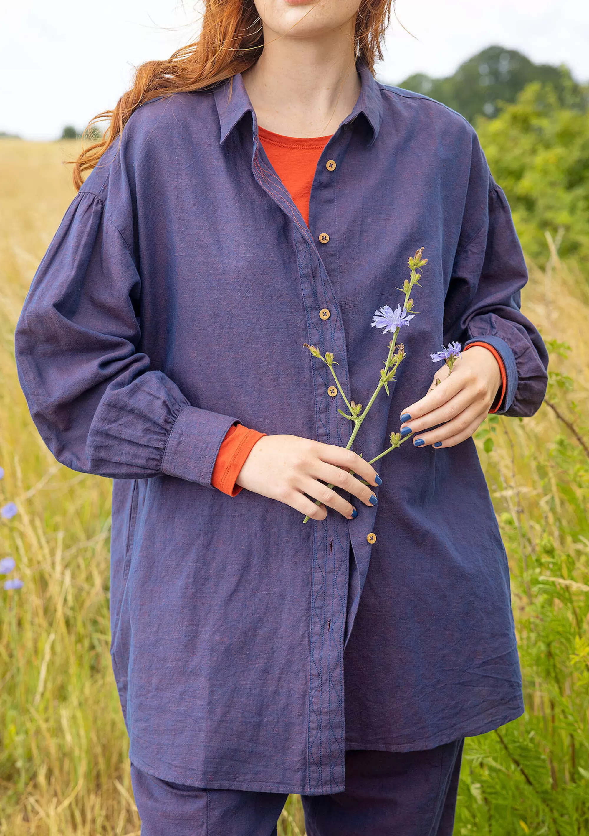 Pullover & Shirts^Gudrun Sjödén Bluse Dunes Aus Bio-Baumwolle/Leinen brombeere