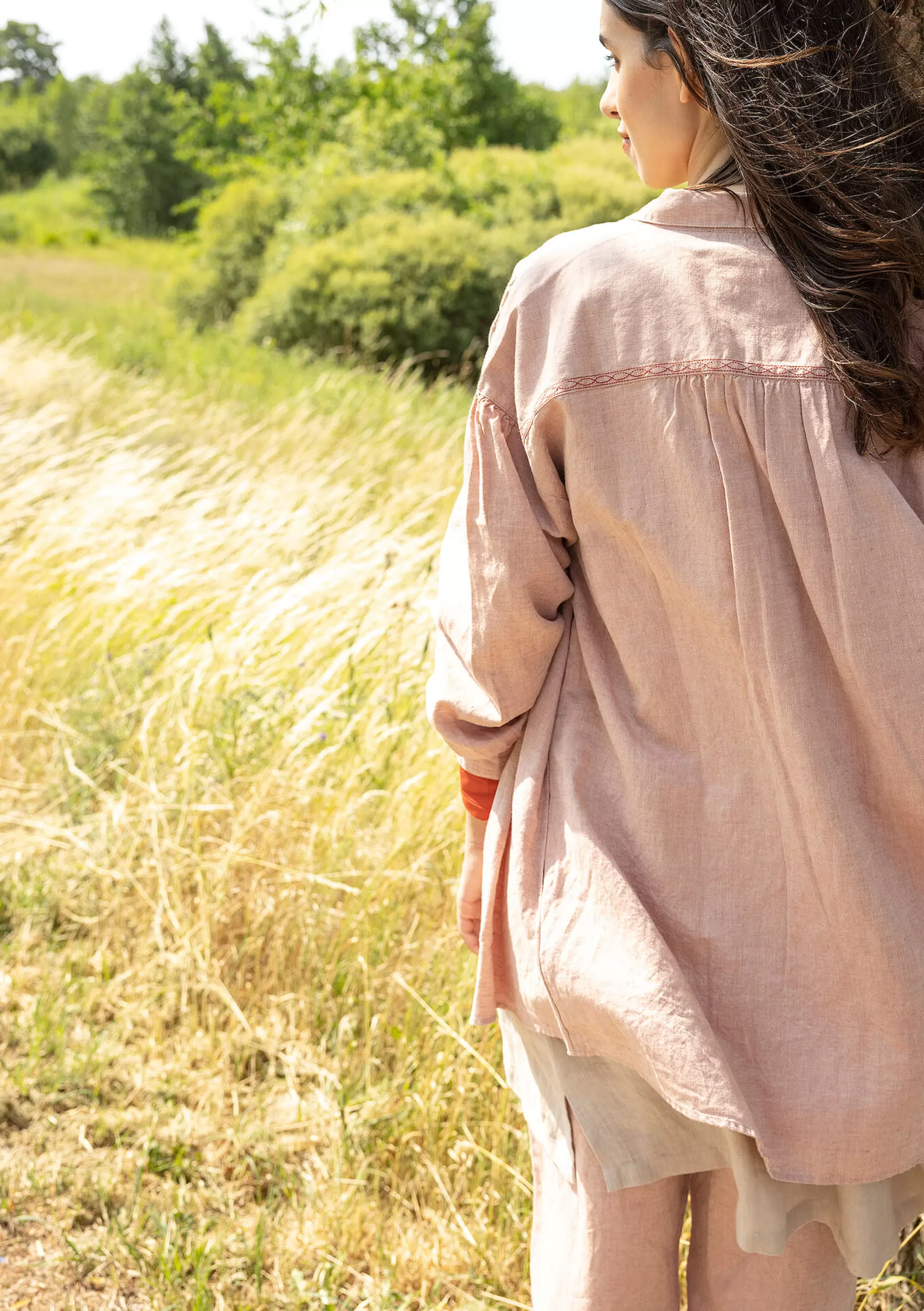 Pullover & Shirts^Gudrun Sjödén Bluse Dunes Aus Bio-Baumwolle/Leinen dunkelrosa