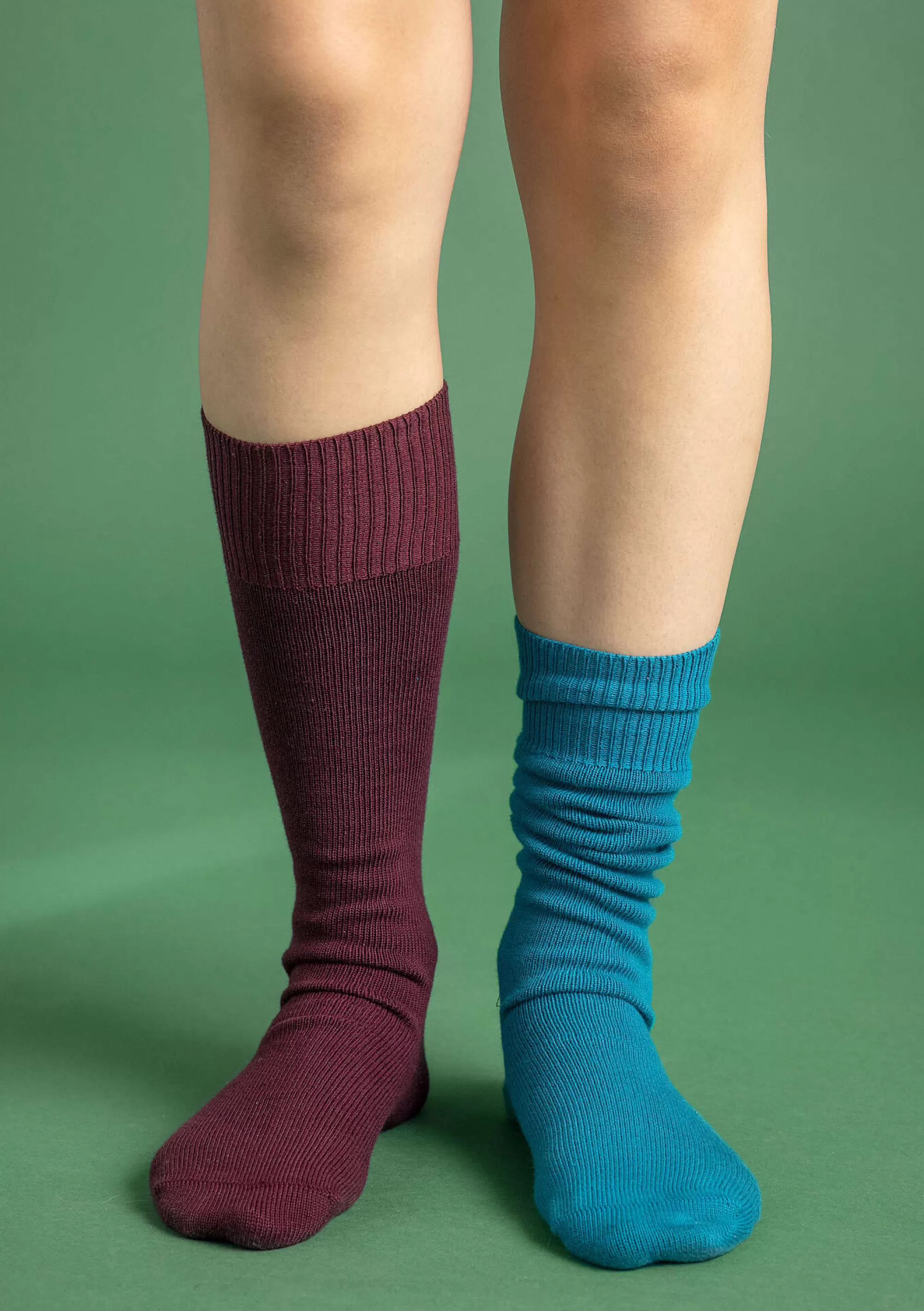 Socken & Strumpfhosen | Accessoires^Gudrun Sjödén Einfarbige Kniestrümpfe Aus Bio-Baumwolle aubergine