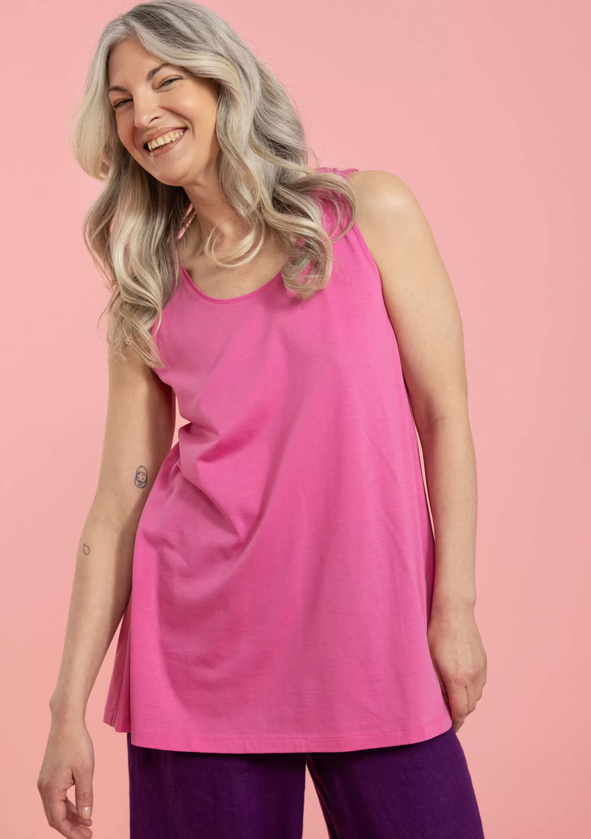 Pullover & Shirts | Öko-Baumwolle^Gudrun Sjödén Einfarbiges Jerseytop Aus Bio-Baumwolle/Modal dunkelpfingstrose