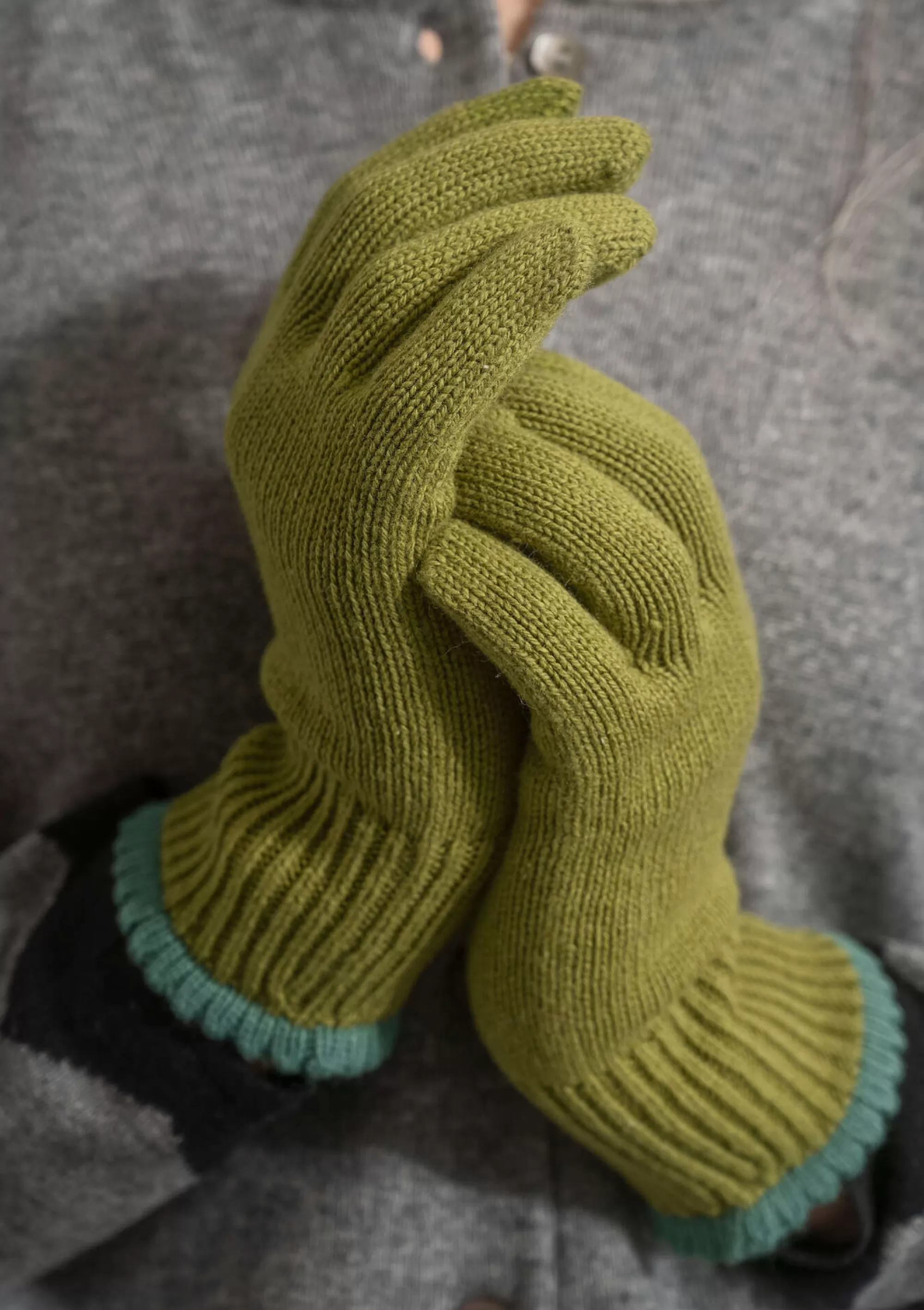 Accessoires | Lieblinge aus früheren Kollektionen^Gudrun Sjödén Fingerhandschuhe Aus Wolle/Bio-Baumwolle, Mit Touchfunktion salbei