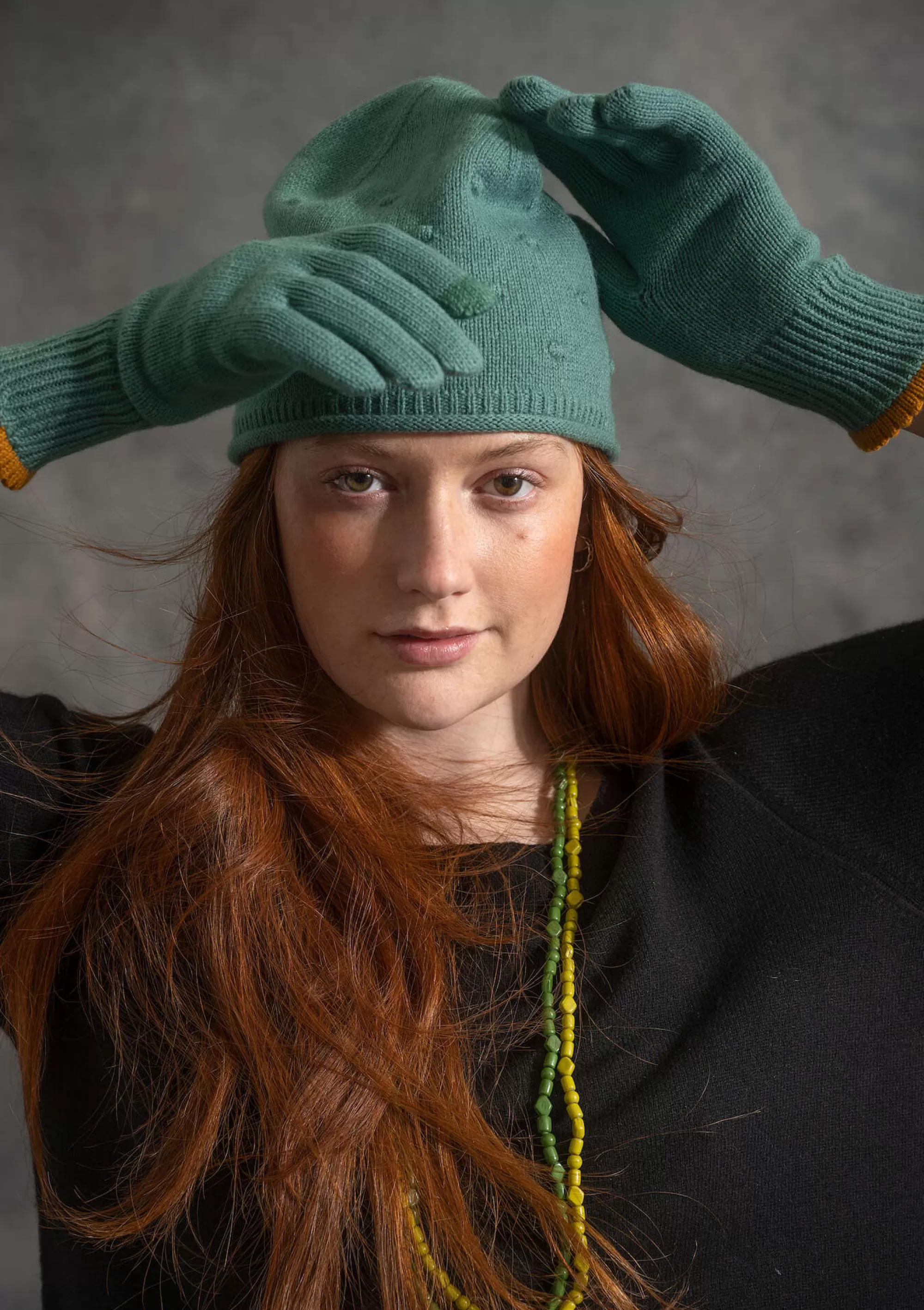 Accessoires | Lieblinge aus früheren Kollektionen^Gudrun Sjödén Fingerhandschuhe Aus Wolle/Bio-Baumwolle, Mit Touchfunktion wermutkraut