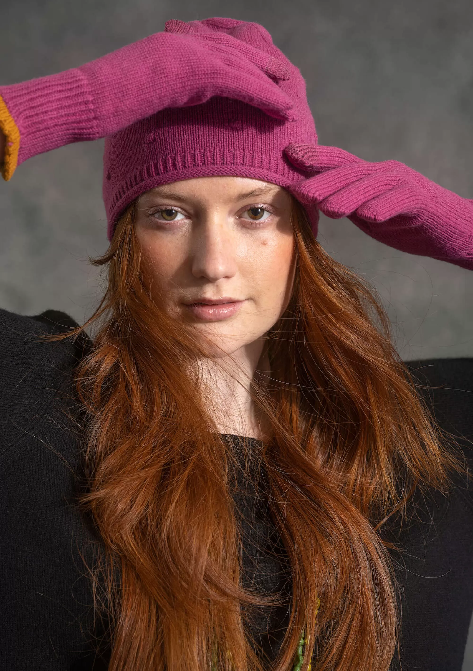 Accessoires | Lieblinge aus früheren Kollektionen^Gudrun Sjödén Fingerhandschuhe Aus Wolle/Bio-Baumwolle, Mit Touchfunktion orchideenrosa