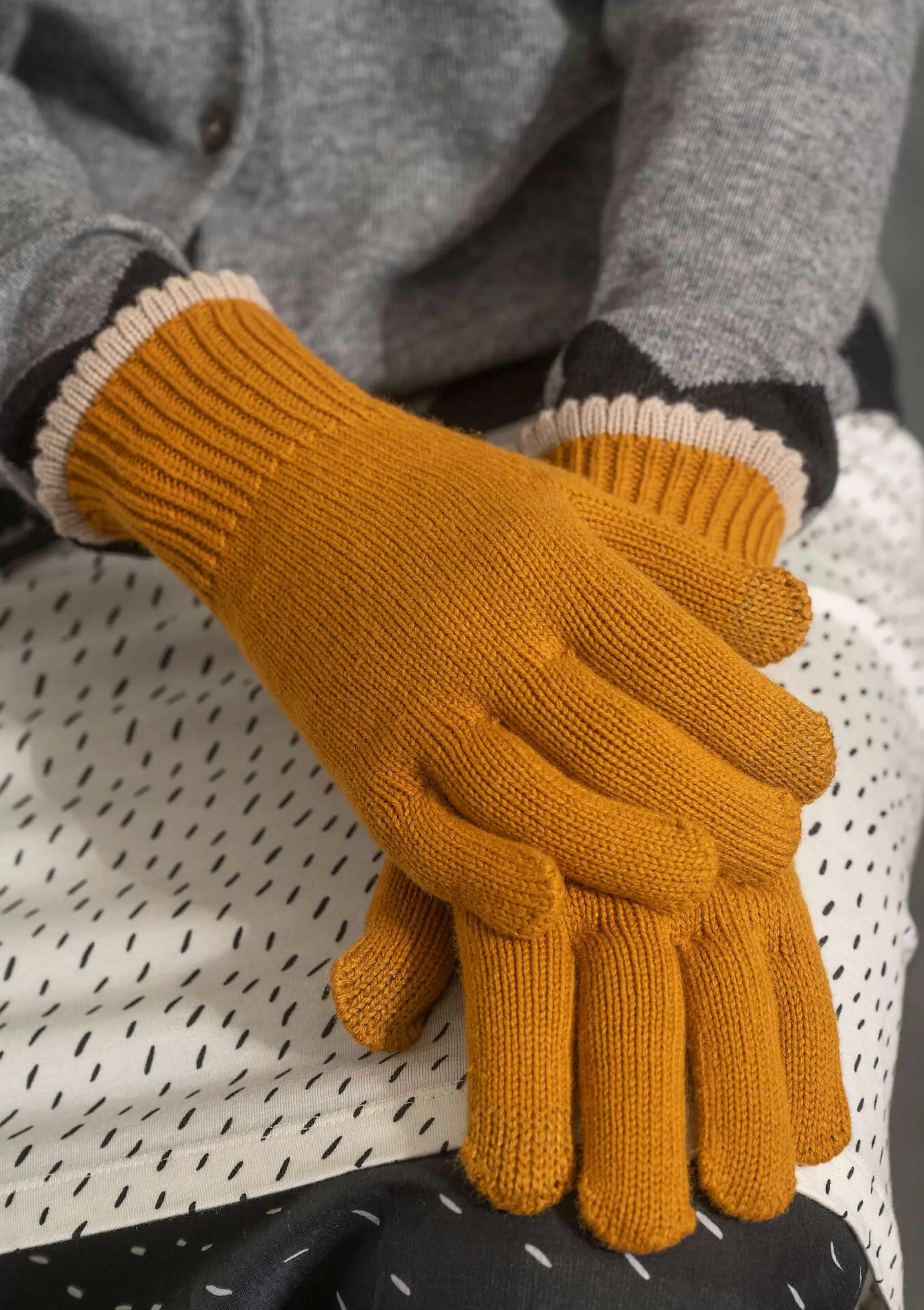 Accessoires | Lieblinge aus früheren Kollektionen^Gudrun Sjödén Fingerhandschuhe Aus Wolle/Bio-Baumwolle, Mit Touchfunktion senf