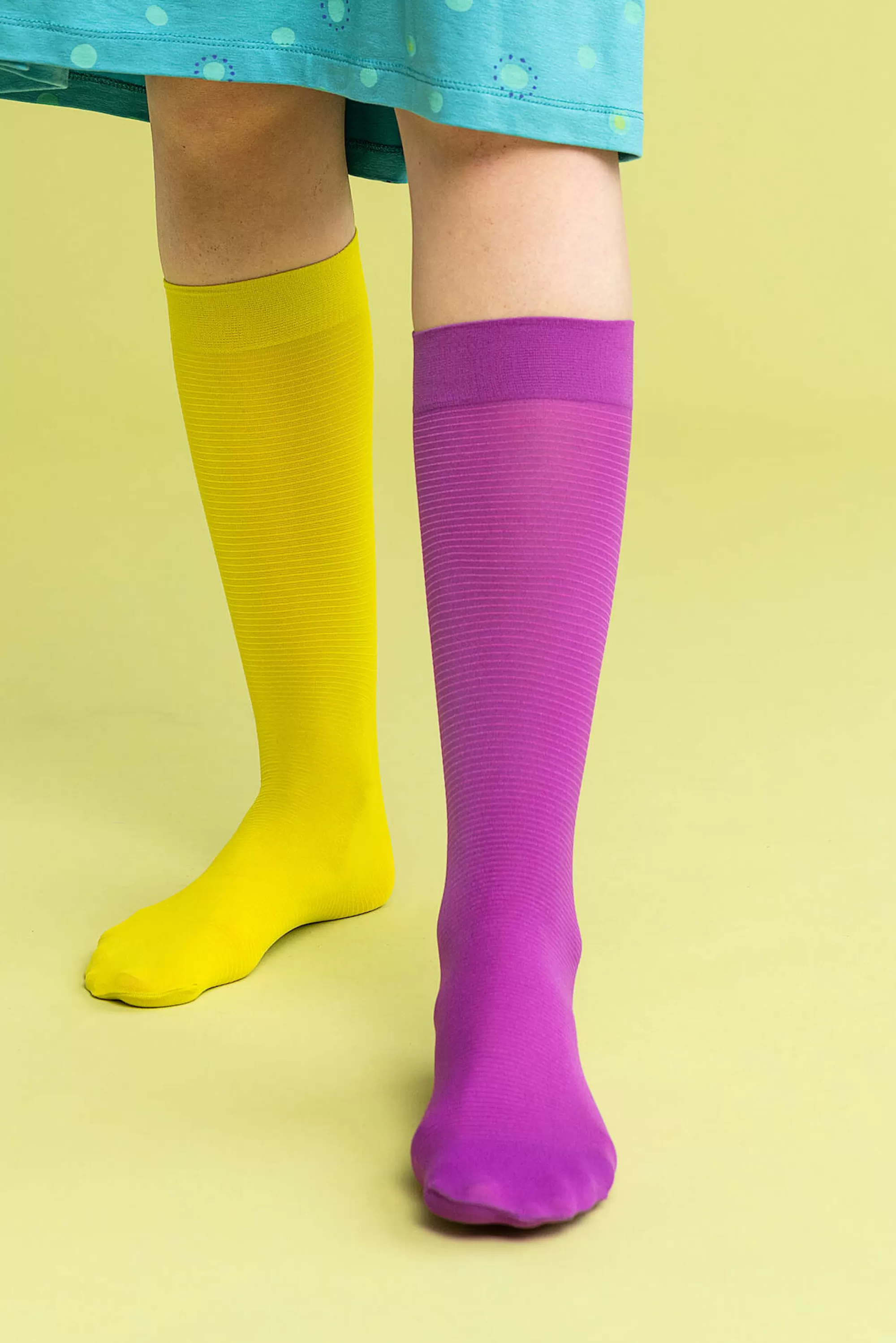 Schwedische Mode | Accessoires^Gudrun Sjödén Gestreifte Kniestrümpfe Aus Recyceltem Polyamid mittsommerblumen