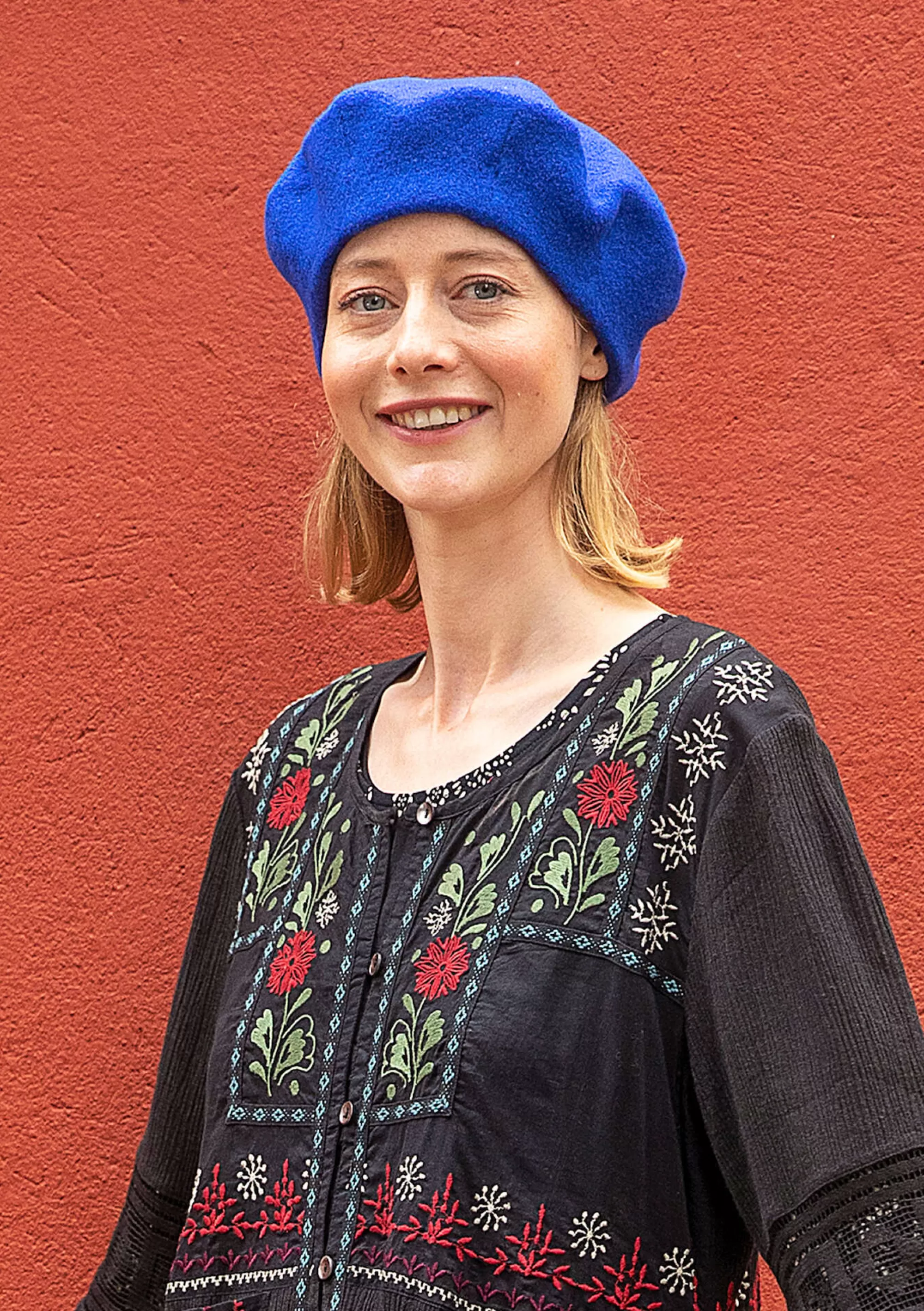 Accessoires | Skandinavische Mode^Gudrun Sjödén Gestrickte Baskenmütze Aus Gefilzter Bio-Wolle tiefblau
