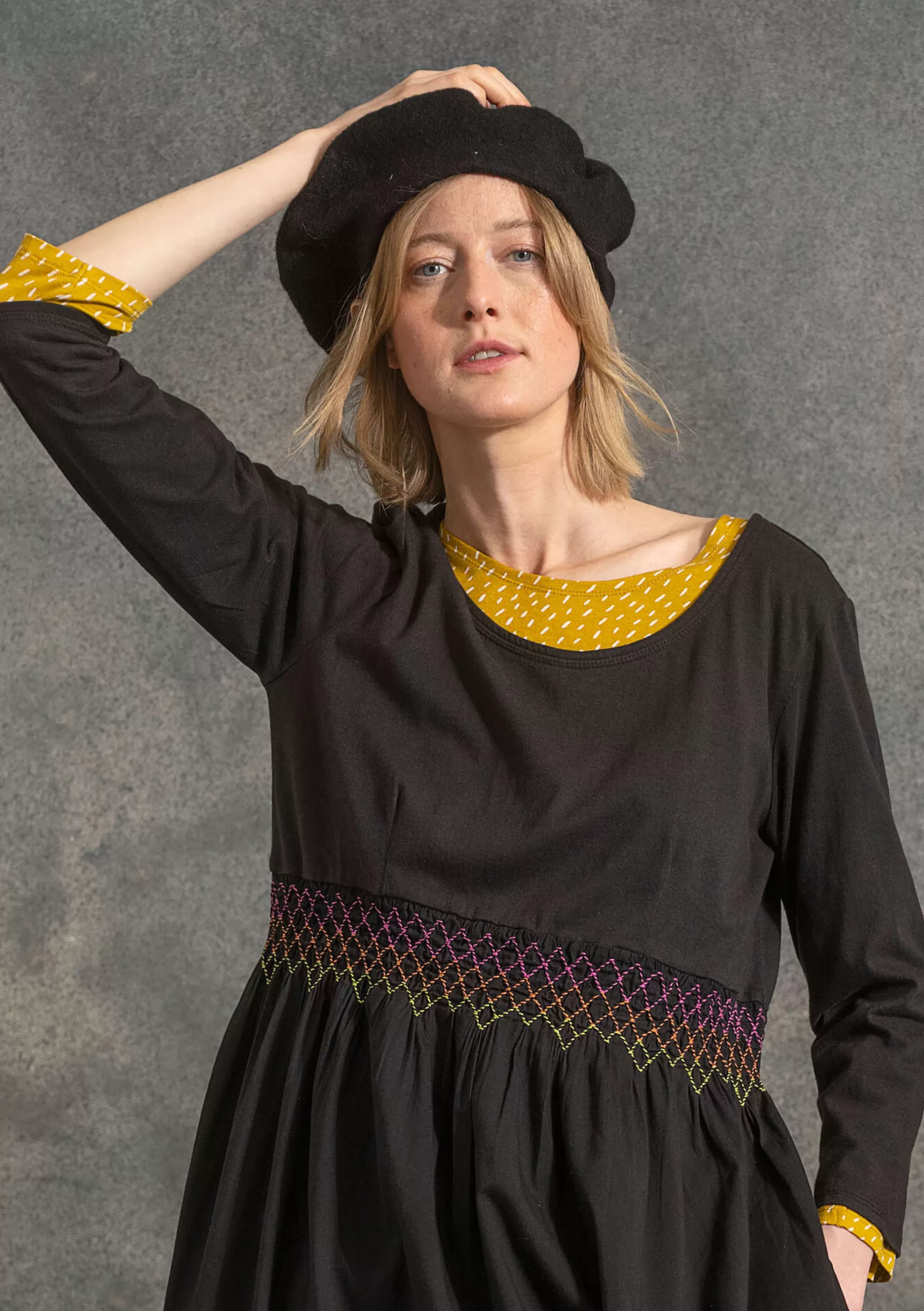 Accessoires | Öko-Baumwolle^Gudrun Sjödén Gestrickte Baskenmütze Aus Gefilzter Bio-Wolle schwarz