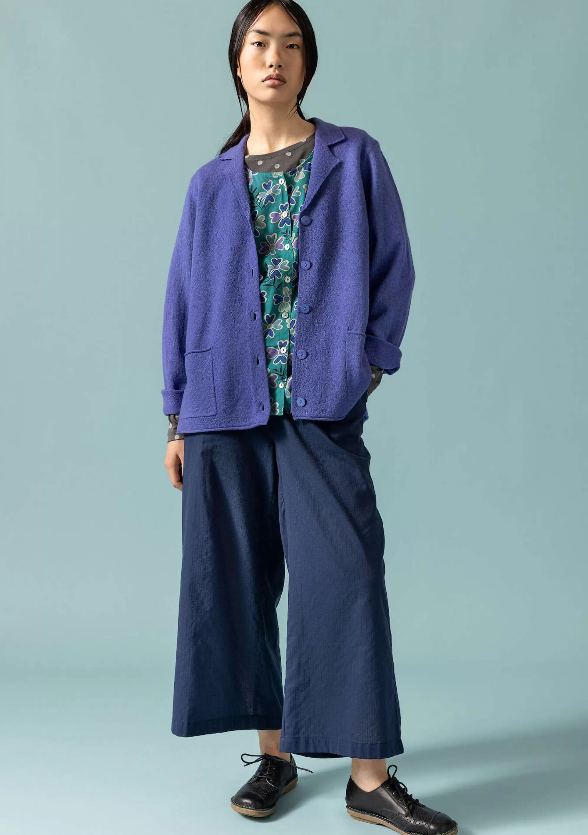 Jacken & Mäntel | Große Größen^Gudrun Sjödén Gestrickter Blazer Aus Gefilzter Bio-Wolle himmelblau