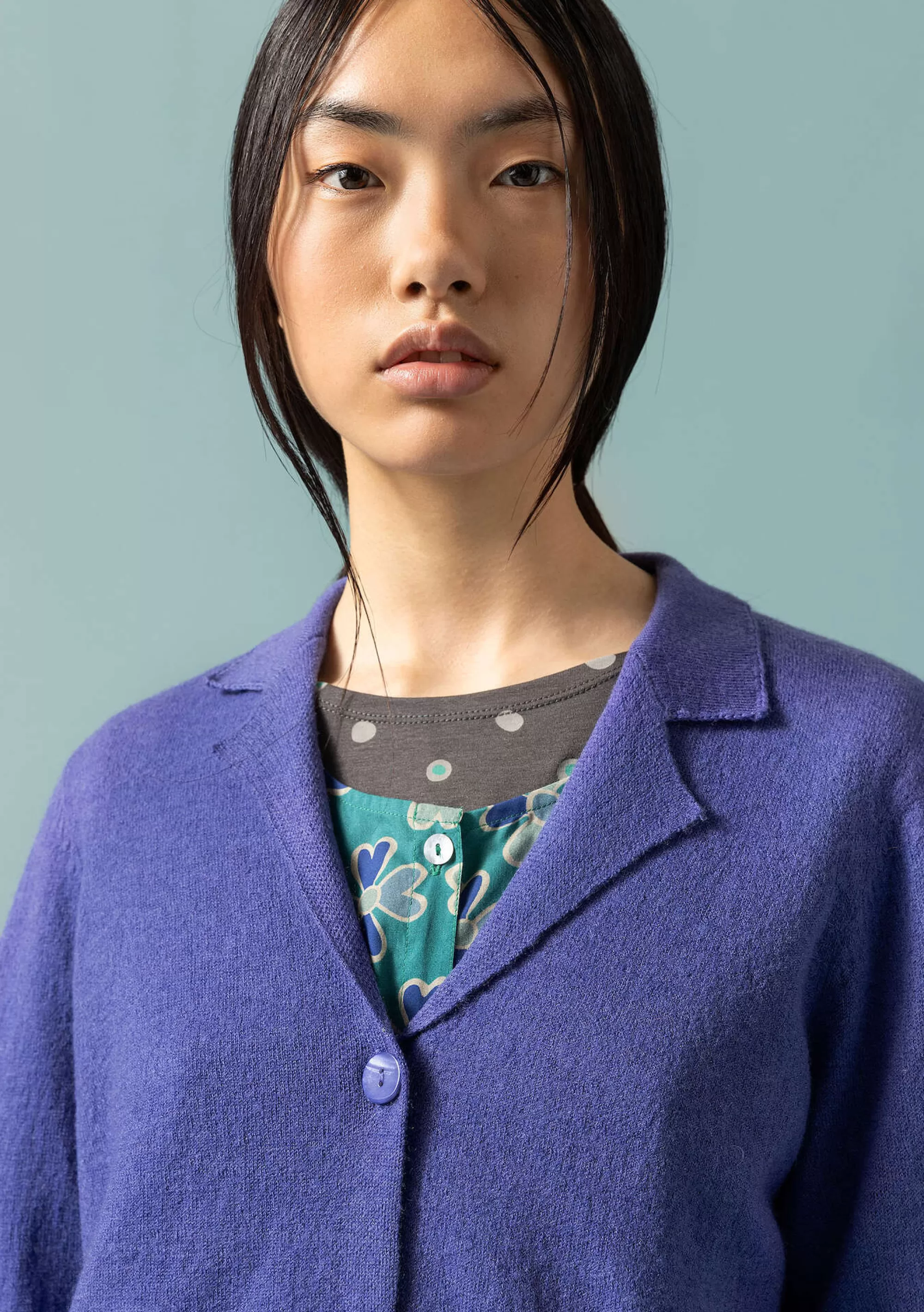 Jacken & Mäntel | Große Größen^Gudrun Sjödén Gestrickter Blazer Aus Gefilzter Bio-Wolle himmelblau