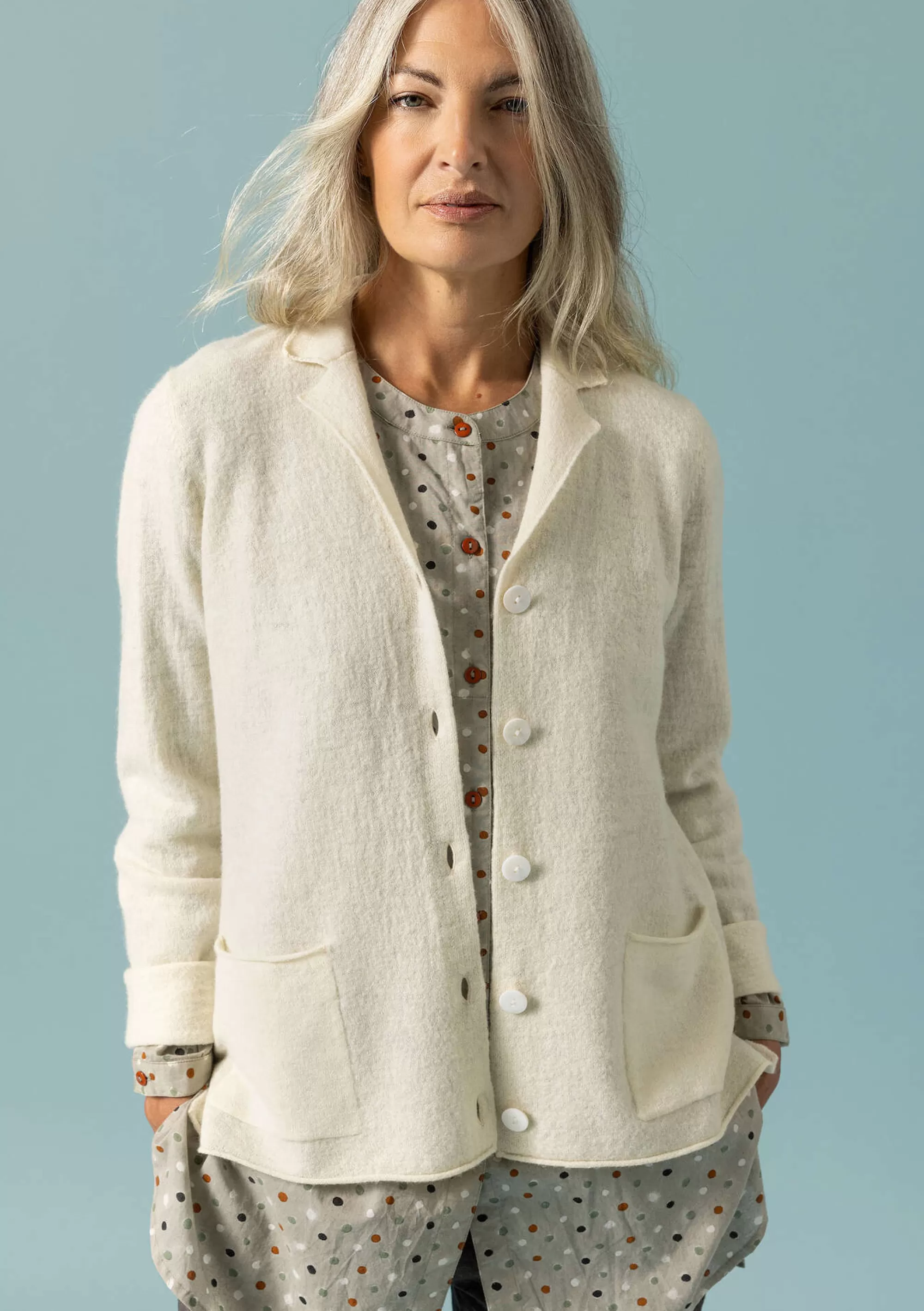 Jacken & Mäntel | Große Größen^Gudrun Sjödén Gestrickter Blazer Aus Gefilzter Bio-Wolle ungefärbt