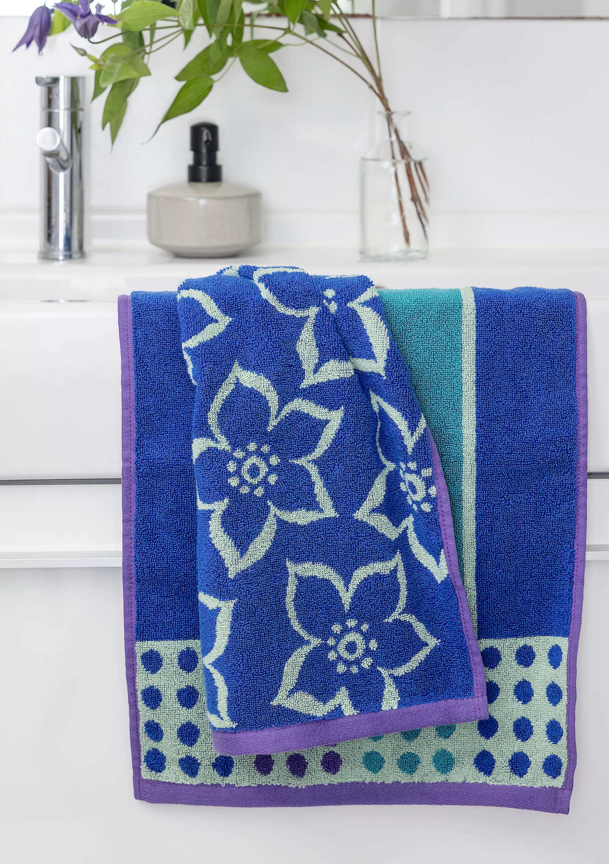 Bad-Accessoires | Frottee^Gudrun Sjödén Gästehandtuch Flow Aus Bio-Baumwolle 2er-Pack brillantblau