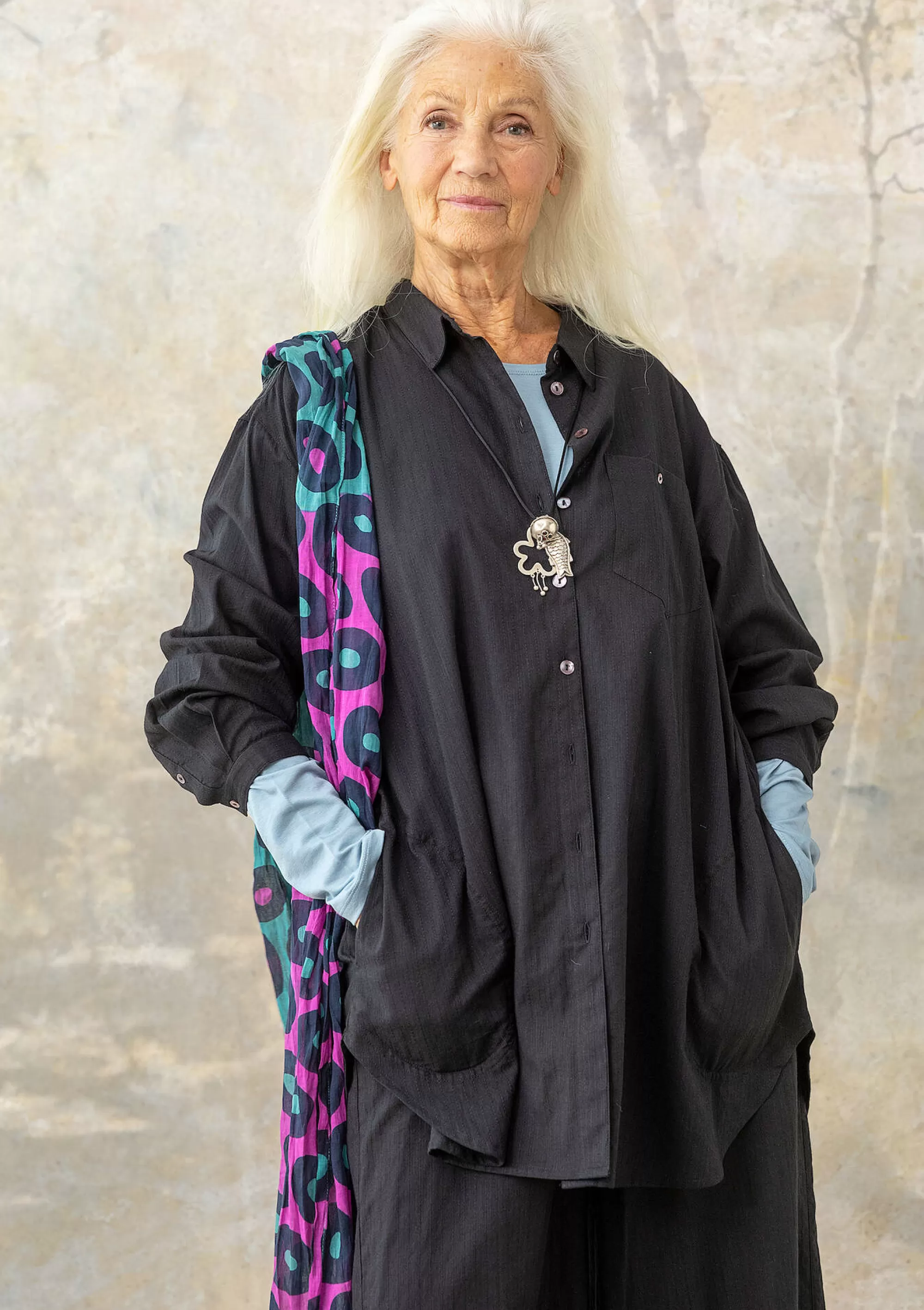 Pullover & Shirts | Öko-Baumwolle^Gudrun Sjödén Hemdbluse Aus Bio-Baumwollgewebe schwarz