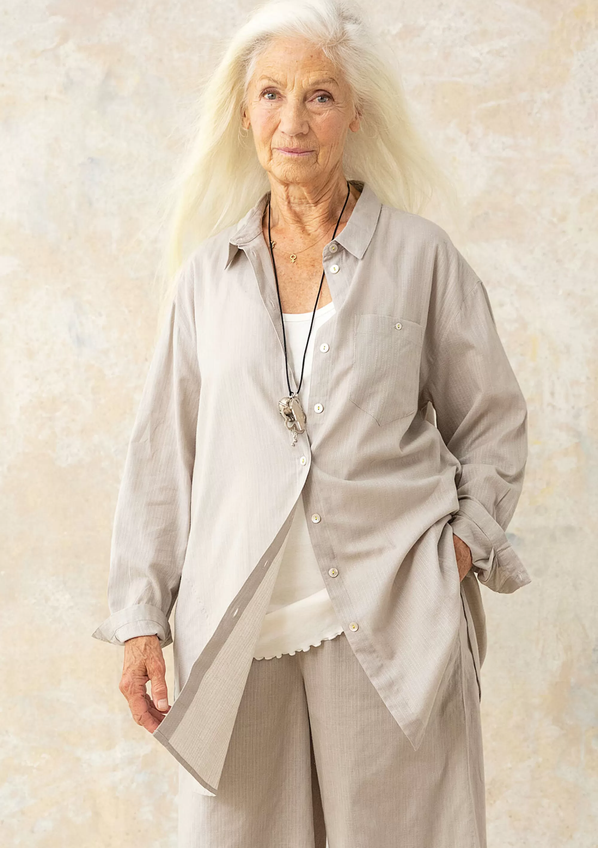 Pullover & Shirts | Öko-Baumwolle^Gudrun Sjödén Hemdbluse Aus Bio-Baumwollgewebe hellgrau