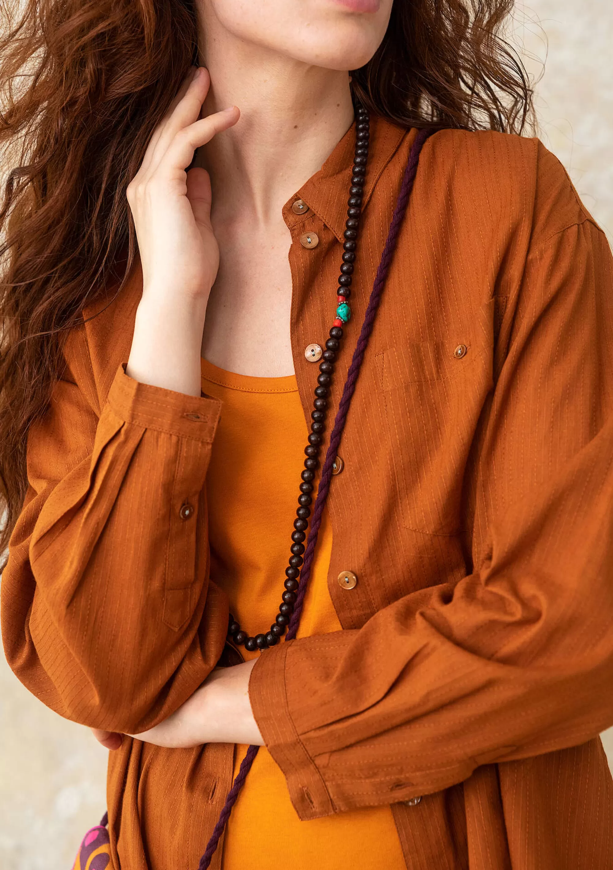 Pullover & Shirts | Öko-Baumwolle^Gudrun Sjödén Hemdbluse Aus Bio-Baumwollgewebe pekannuss