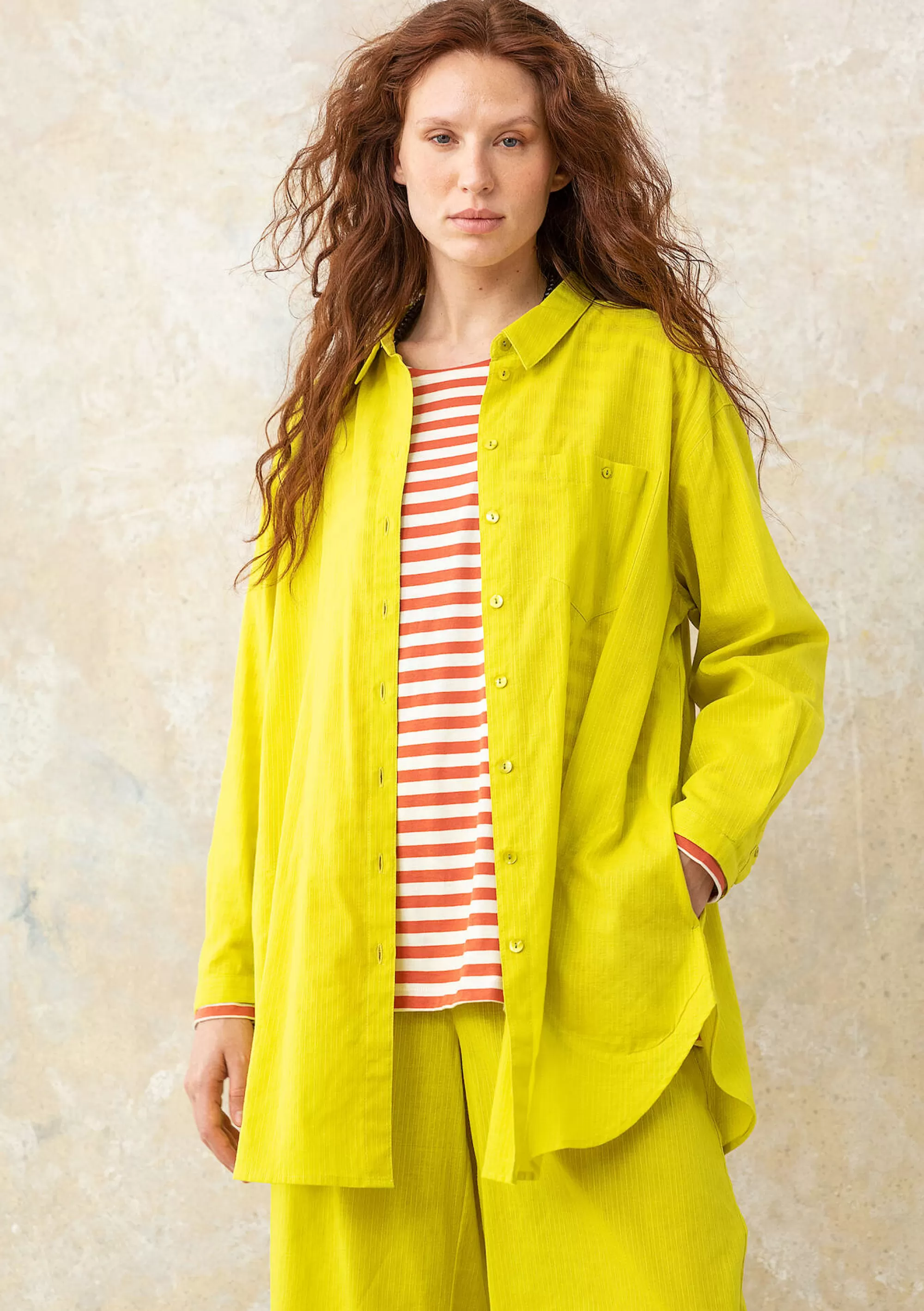 Pullover & Shirts | Öko-Baumwolle^Gudrun Sjödén Hemdbluse Aus Bio-Baumwollgewebe limettengrün