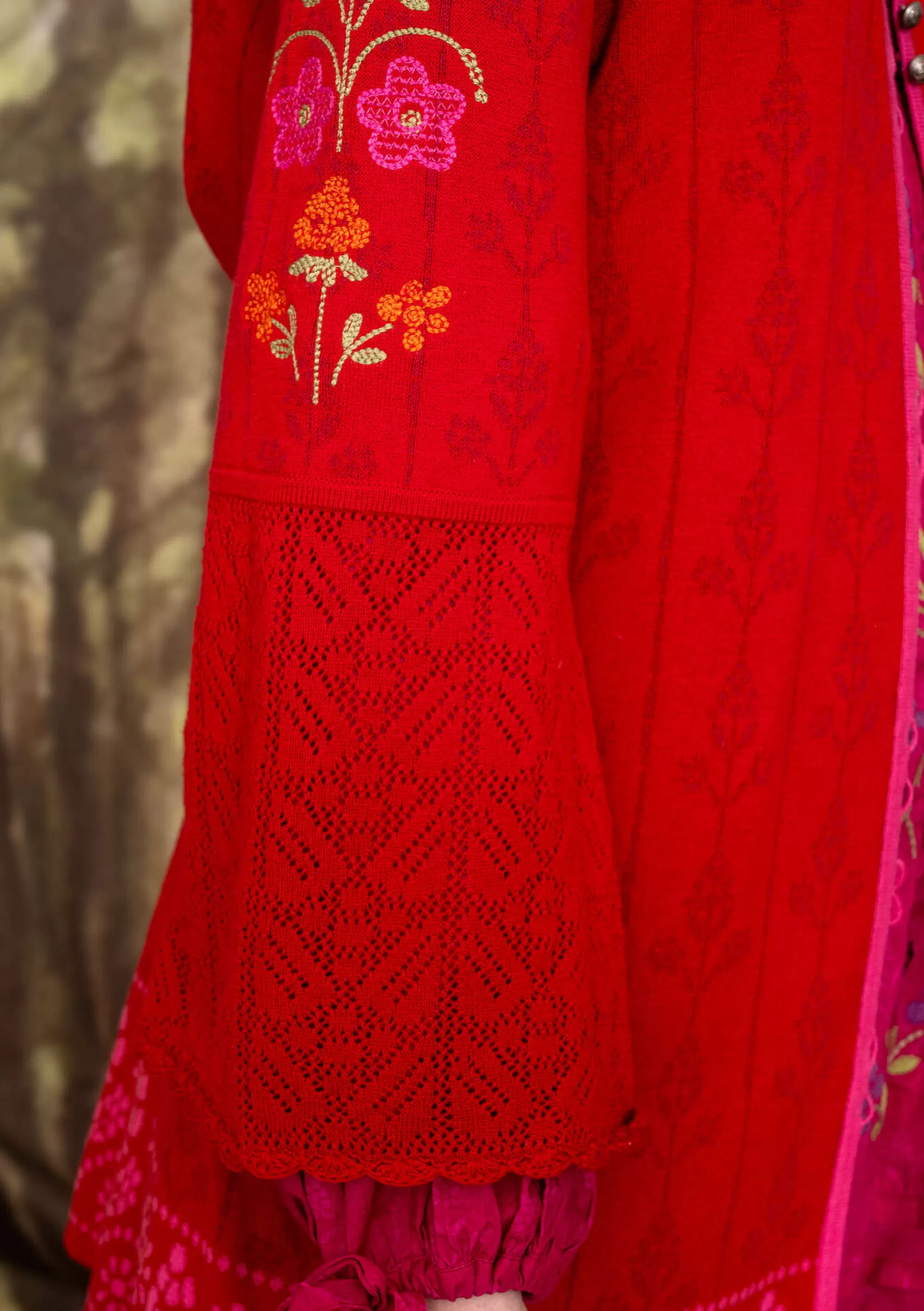Strickjacken | Große Größen^Gudrun Sjödén Jacquardstrickjacke Sunnanå Aus Bio-/Recycling-Baumwolle tomate