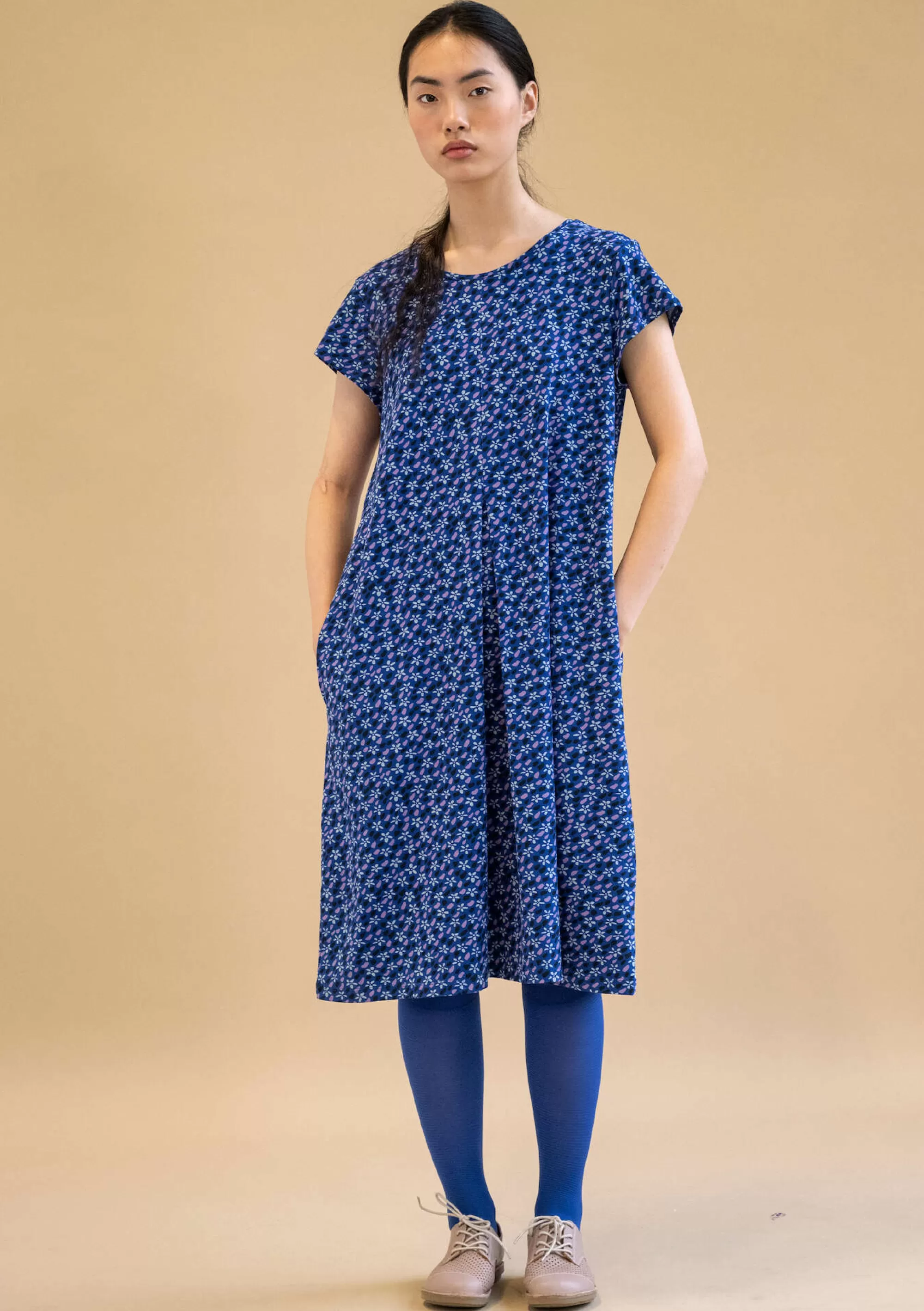 Kleider | Jersey^Gudrun Sjödén Jerseykleid Jane Aus Bio-Baumwolle/Elasthan dunkellupine-gemustert