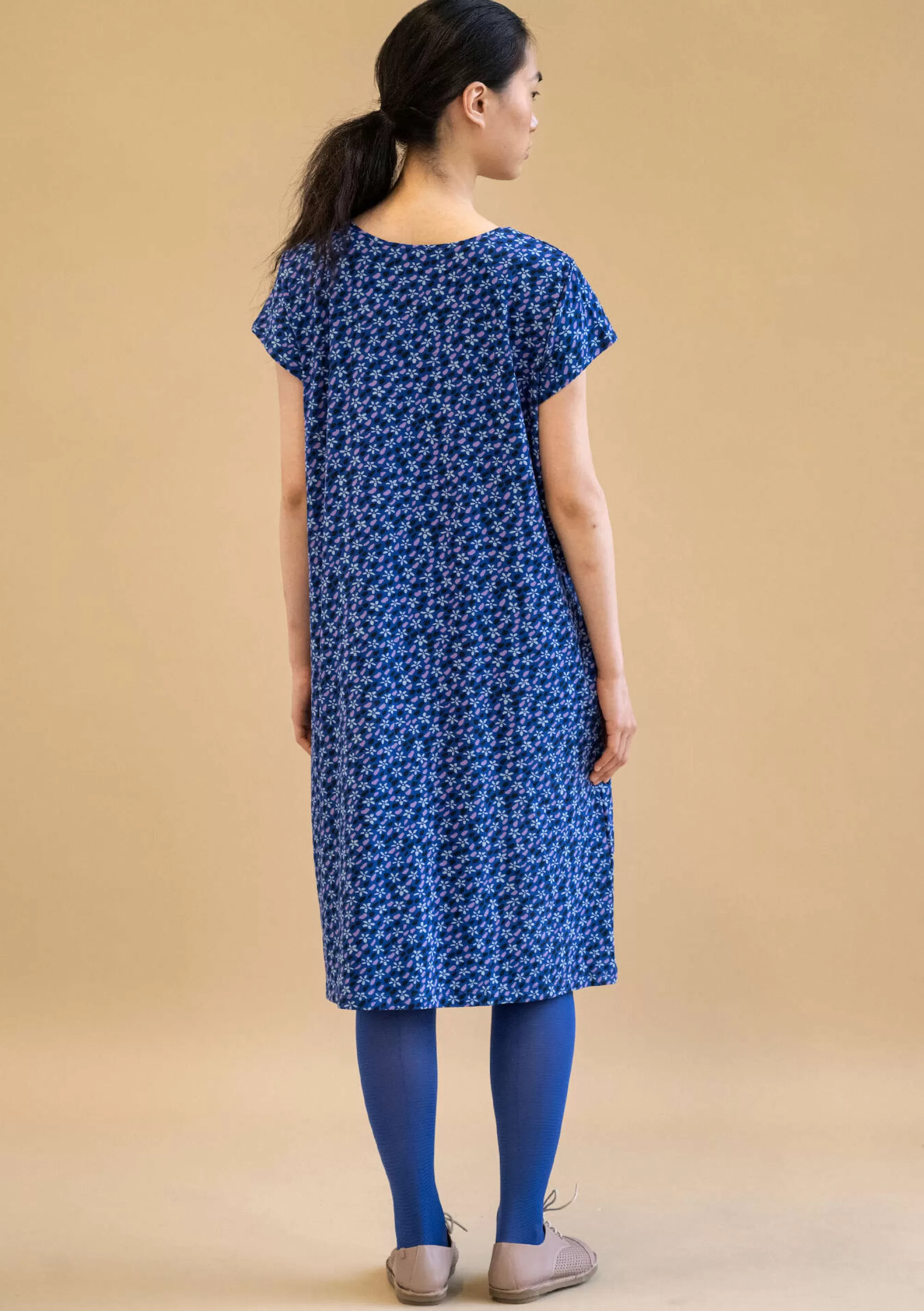 Kleider | Jersey^Gudrun Sjödén Jerseykleid Jane Aus Bio-Baumwolle/Elasthan dunkellupine-gemustert