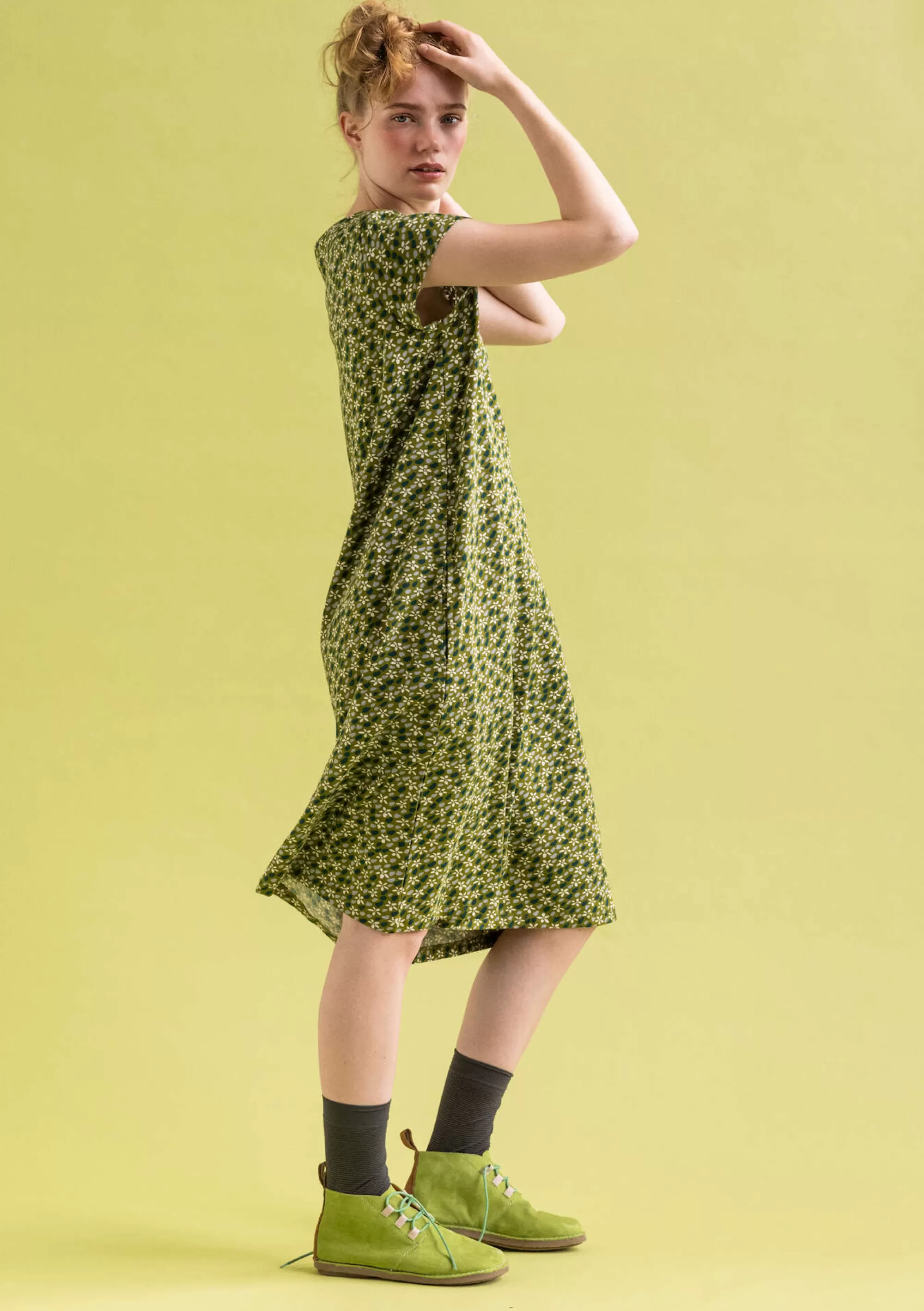 Kleider | Jersey^Gudrun Sjödén Jerseykleid Jane Aus Bio-Baumwolle/Elasthan moosgrün-gemustert