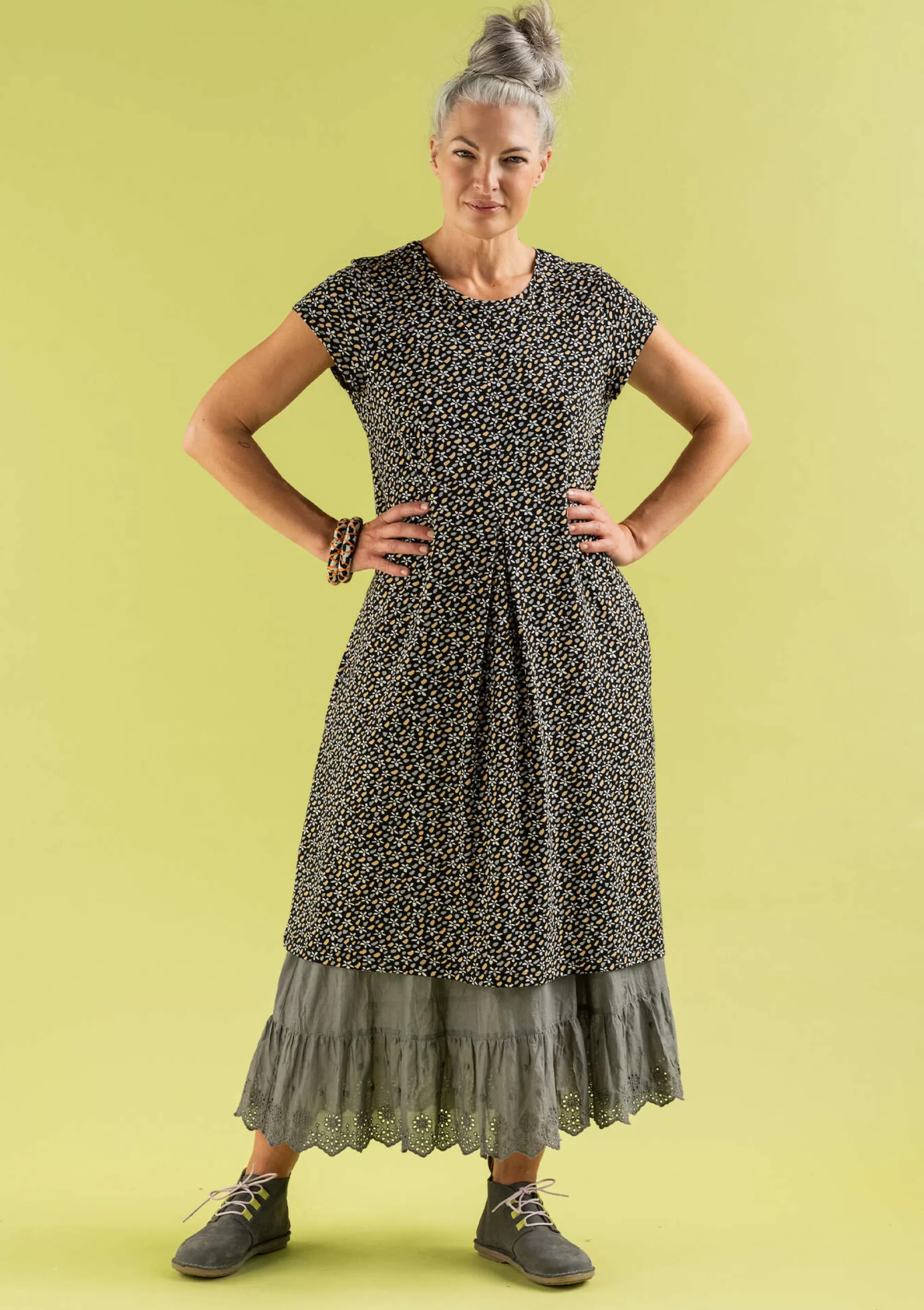 Kleider | Jersey^Gudrun Sjödén Jerseykleid Jane Aus Bio-Baumwolle/Elasthan schwarz-gemustert