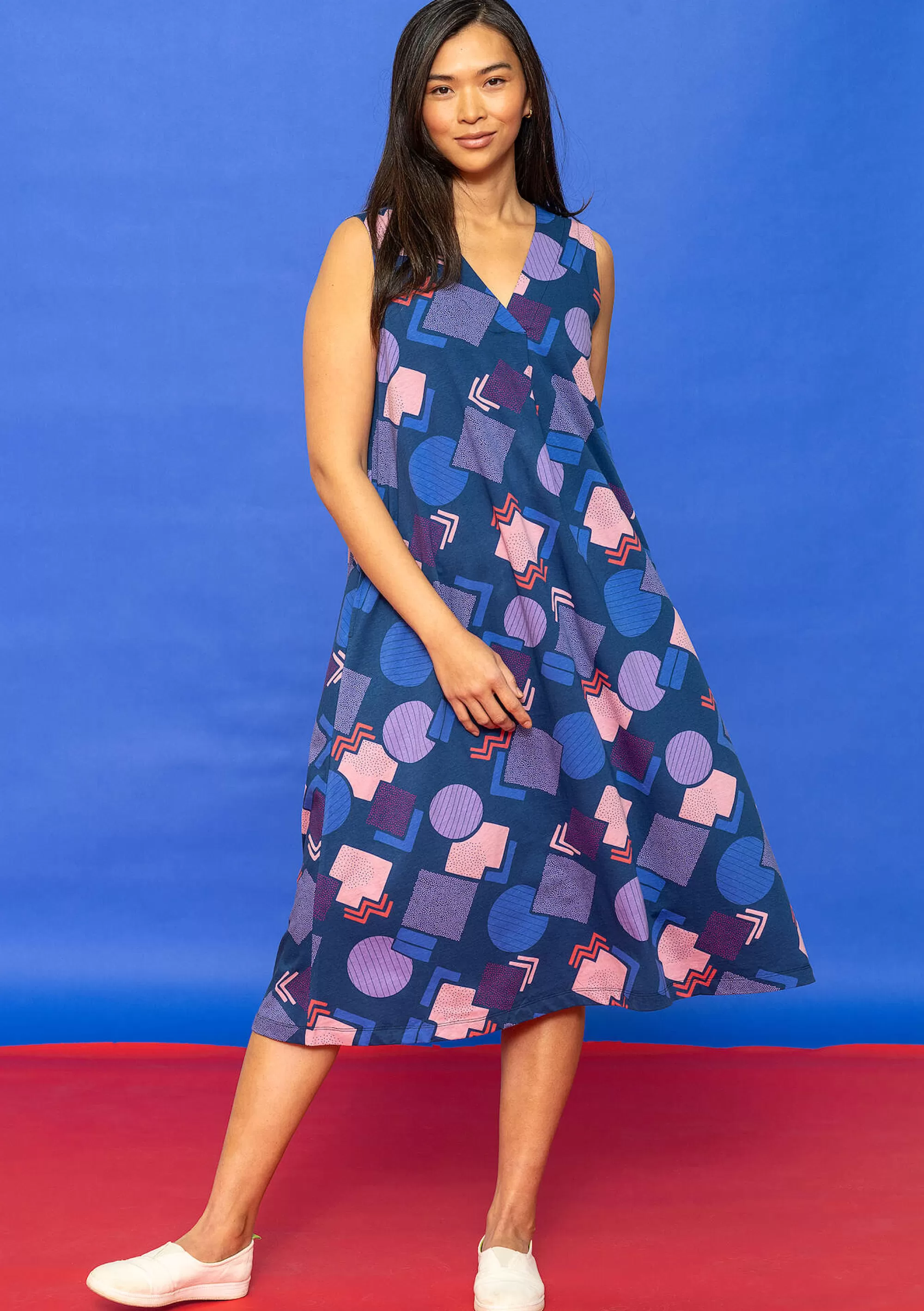 Öko-Baumwolle | Kleider^Gudrun Sjödén Jerseykleid Kompass Aus Bio-Baumwolle indigoblau