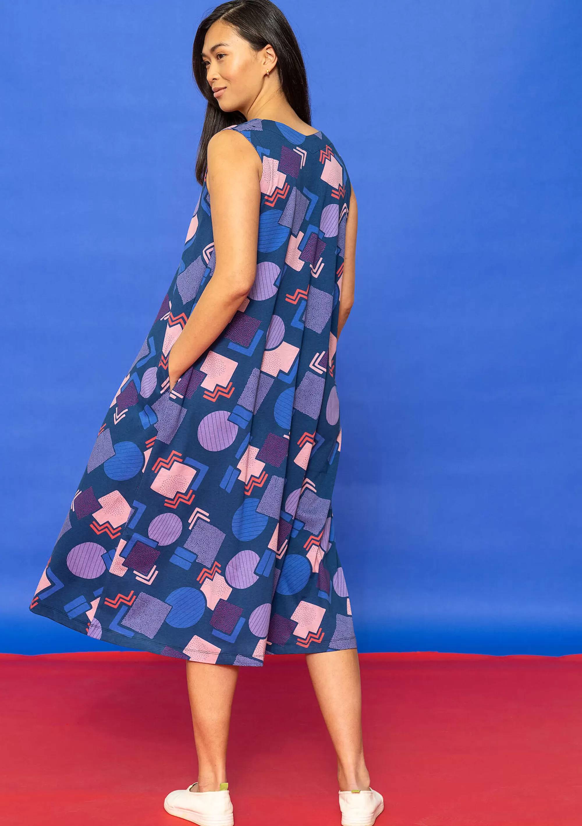 Öko-Baumwolle | Kleider^Gudrun Sjödén Jerseykleid Kompass Aus Bio-Baumwolle indigoblau