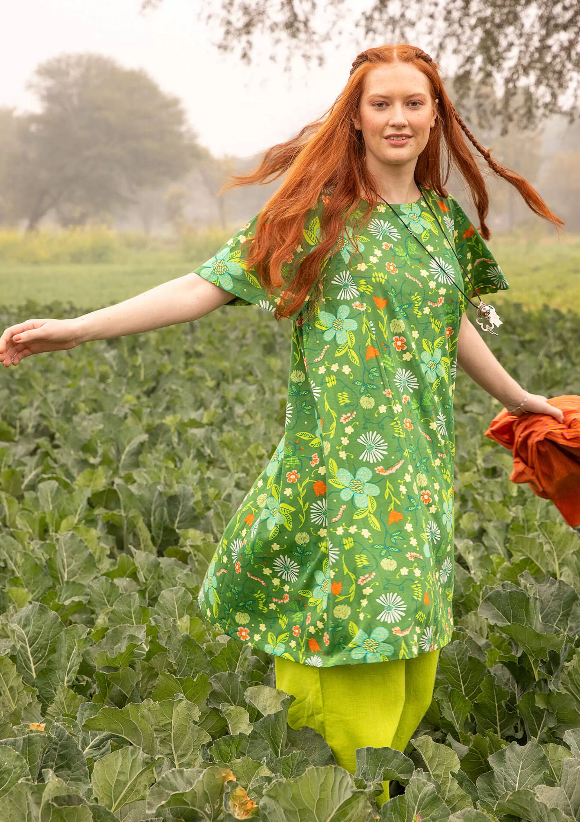 Kleider | Öko-Baumwolle^Gudrun Sjödén Jerseykleid Midsommarnatt Aus Bio-Baumwolle seegras