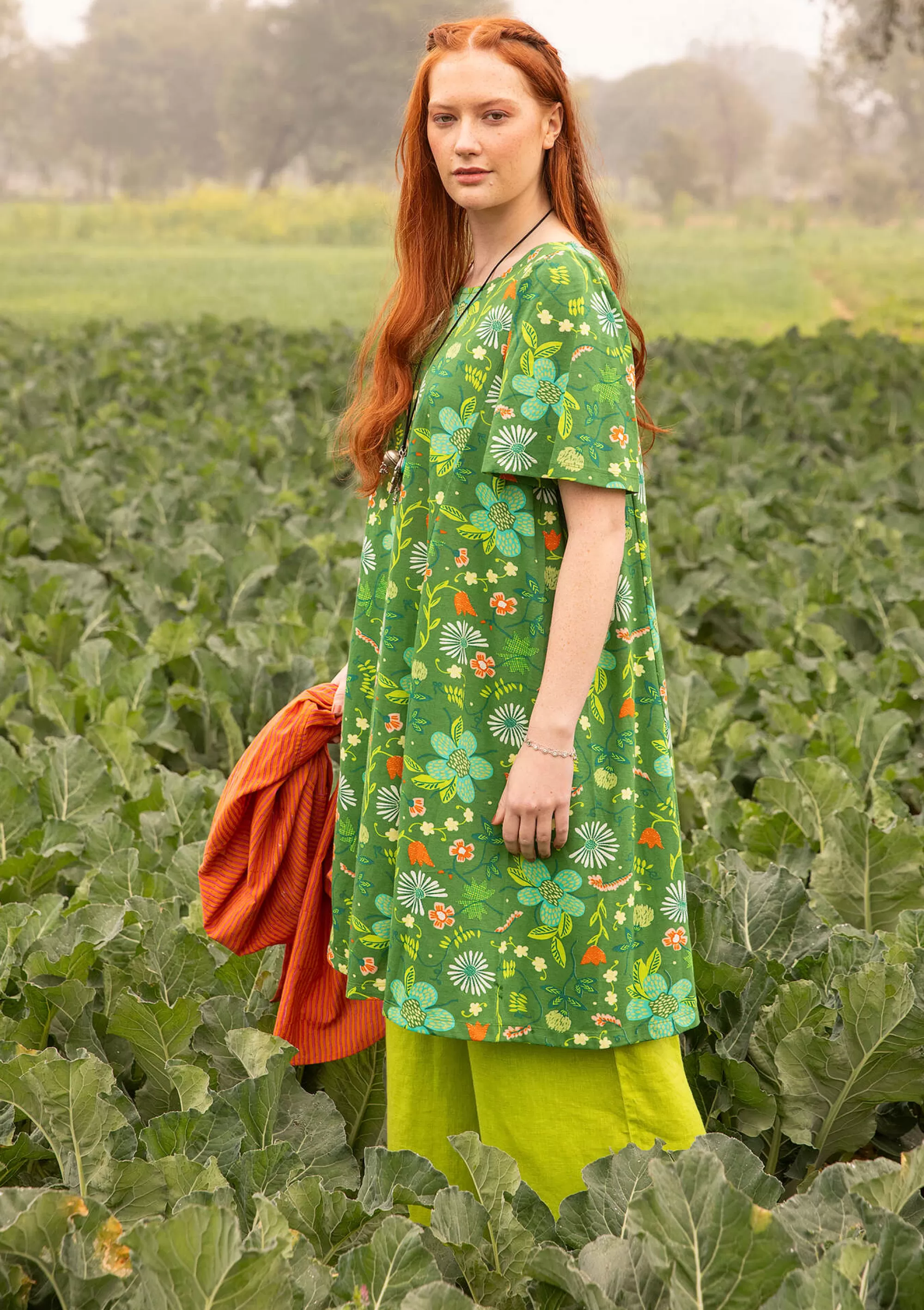 Kleider | Öko-Baumwolle^Gudrun Sjödén Jerseykleid Midsommarnatt Aus Bio-Baumwolle seegras