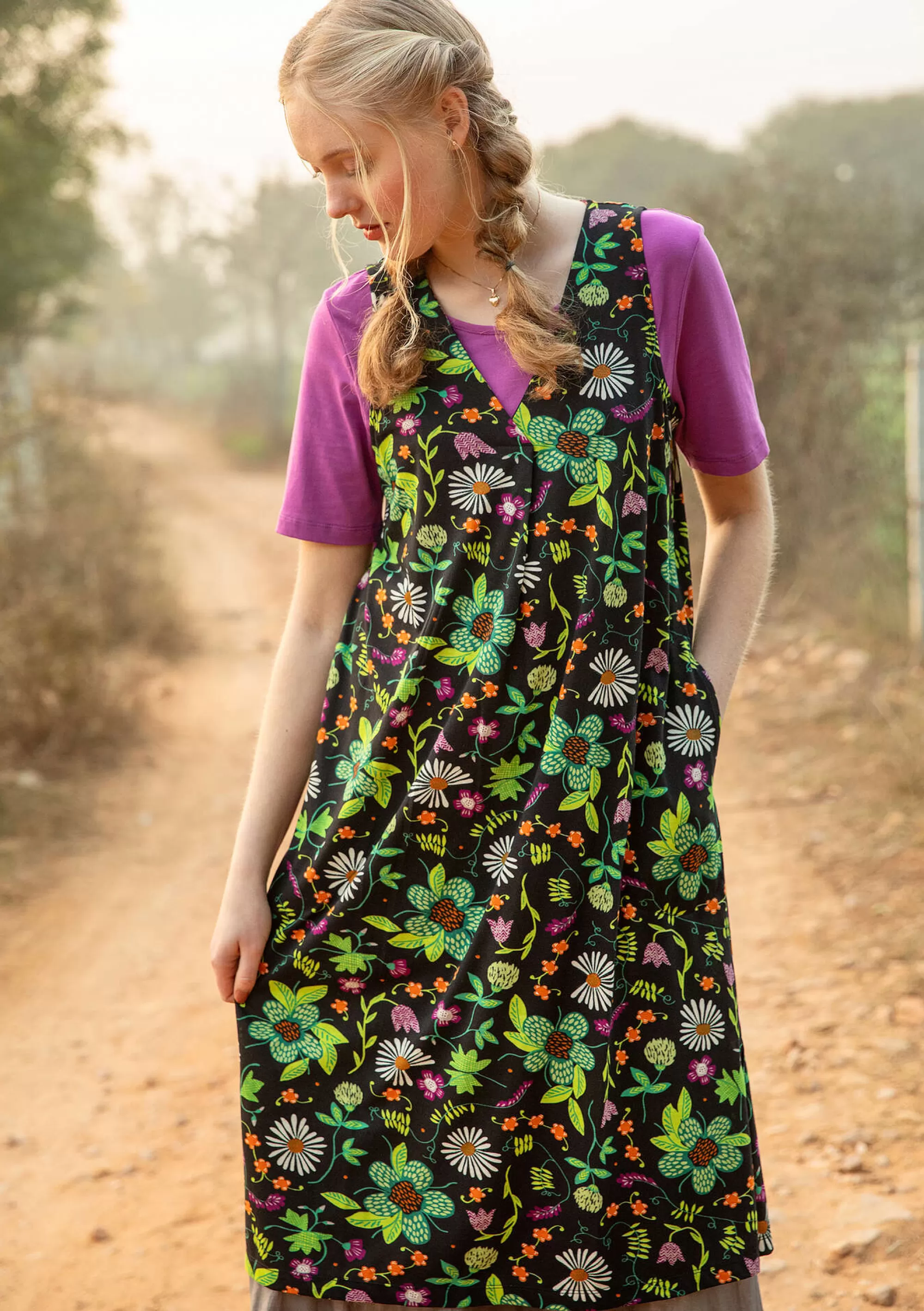 Kleider | Öko-Baumwolle^Gudrun Sjödén Jerseykleid Midsommarsol Aus Bio-Baumwolle schwarz