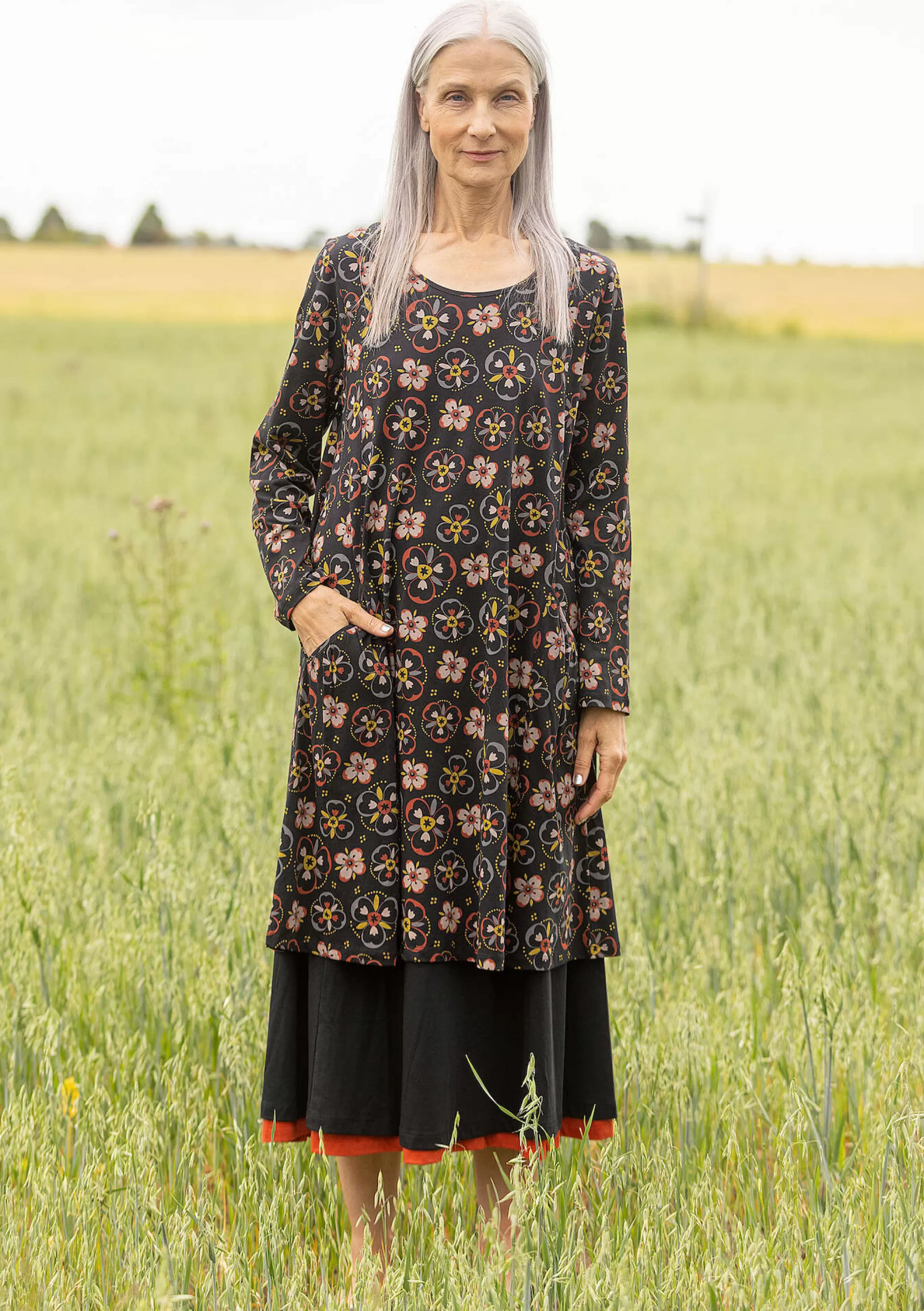 Kleider | Öko-Baumwolle^Gudrun Sjödén Jerseykleid Star Aus Bio-Baumwolle schwarz