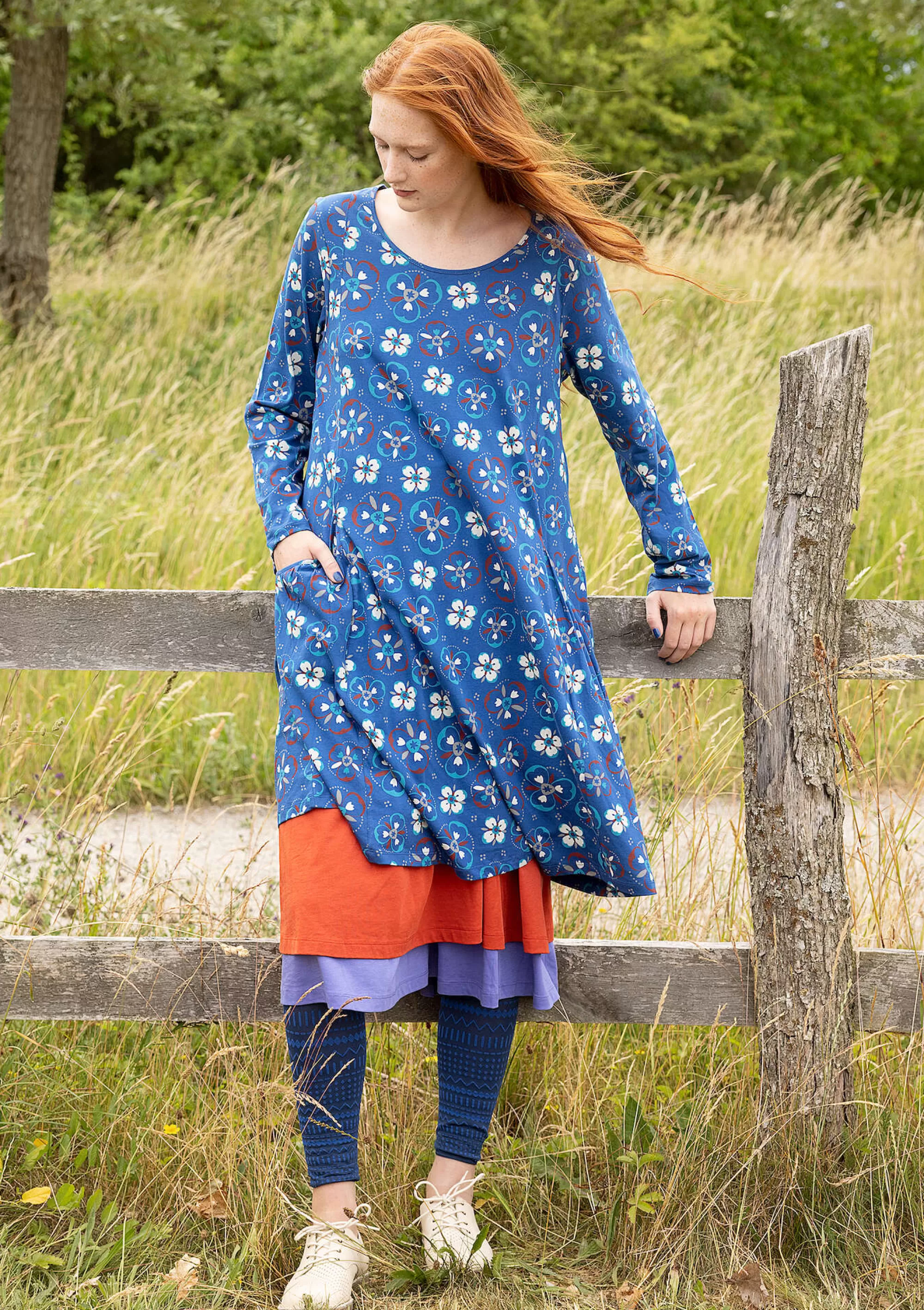Kleider | Öko-Baumwolle^Gudrun Sjödén Jerseykleid Star Aus Bio-Baumwolle porzellanblau