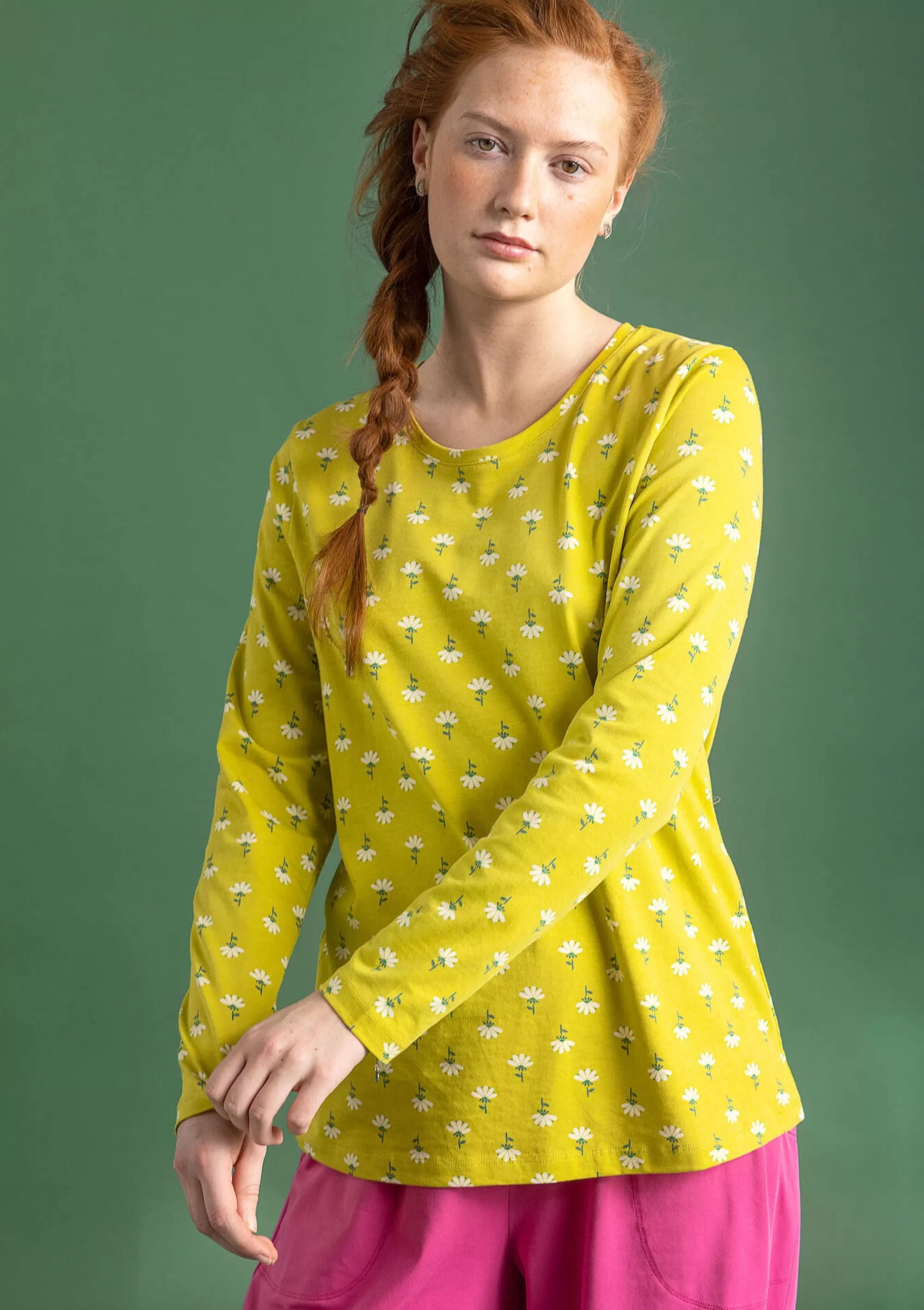Pullover & Shirts | Skandinavische Mode^Gudrun Sjödén Jerseyshirt Stella Aus Bio-Baumwolle/Elasthan limettengrün-gemustert