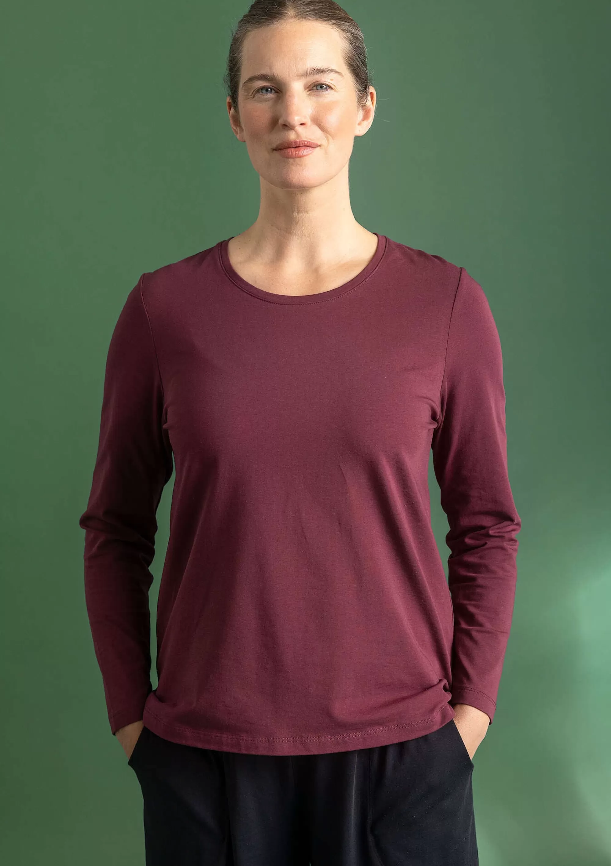 Pullover & Shirts | Skandinavische Mode^Gudrun Sjödén Jerseyshirt Stella Aus Bio-Baumwolle/Elasthan aubergine