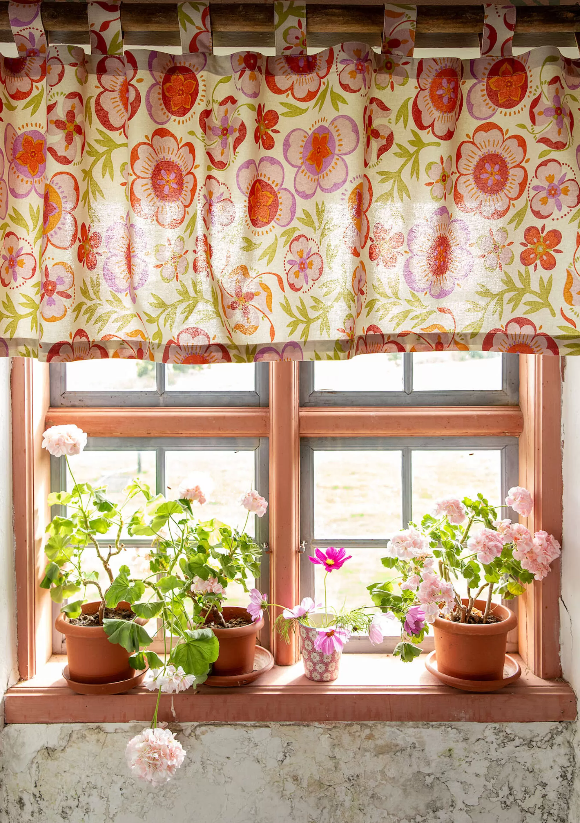 Gardinen^Gudrun Sjödén Kaffeehausgardine Desert Bloom Aus Bio-Baumwolle hellsand