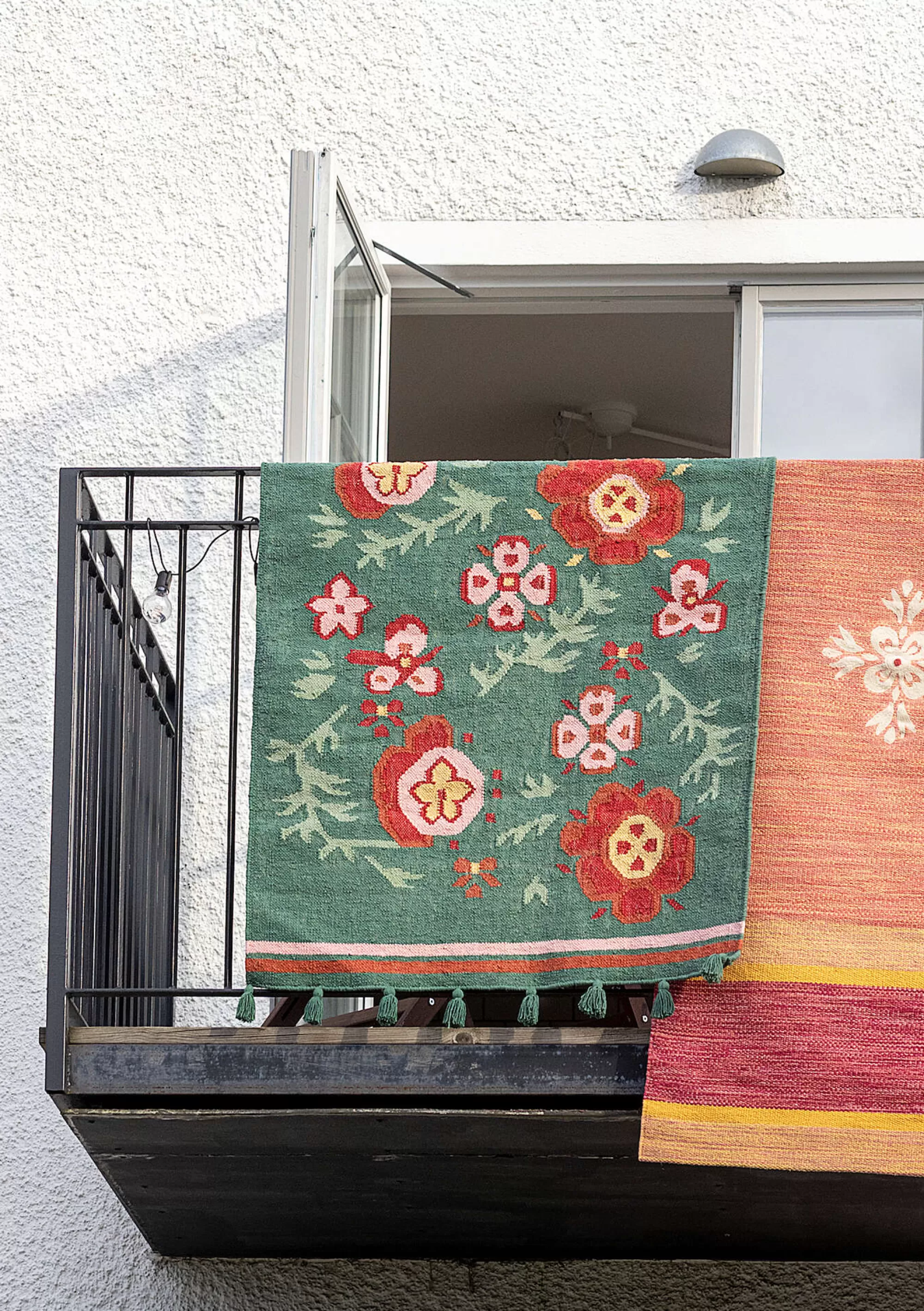 Teppiche | Heimtextilien^Gudrun Sjödén Kelim Petals Aus Bio-Baumwolle meeresgrün