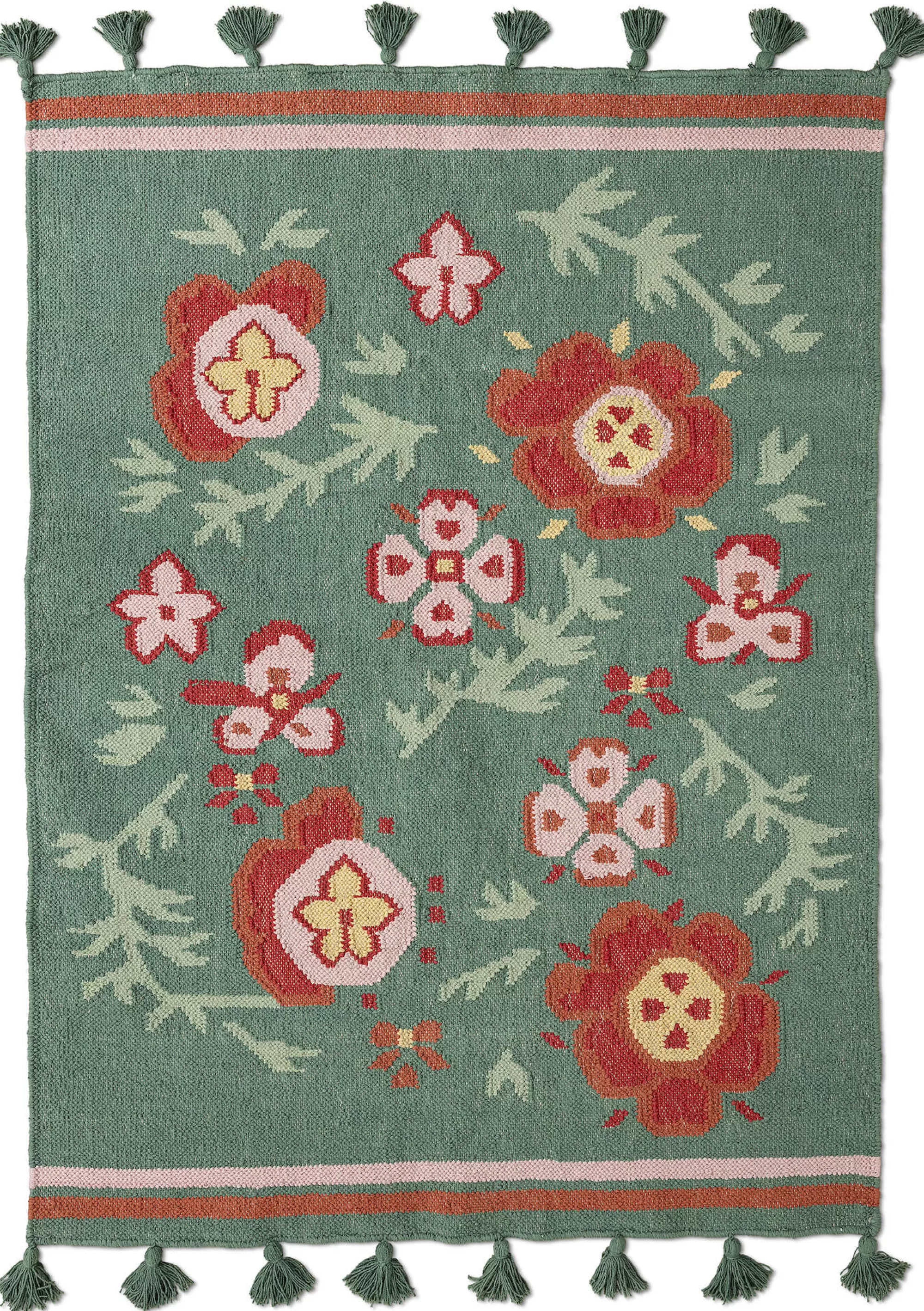 Teppiche | Heimtextilien^Gudrun Sjödén Kelim Petals Aus Bio-Baumwolle meeresgrün
