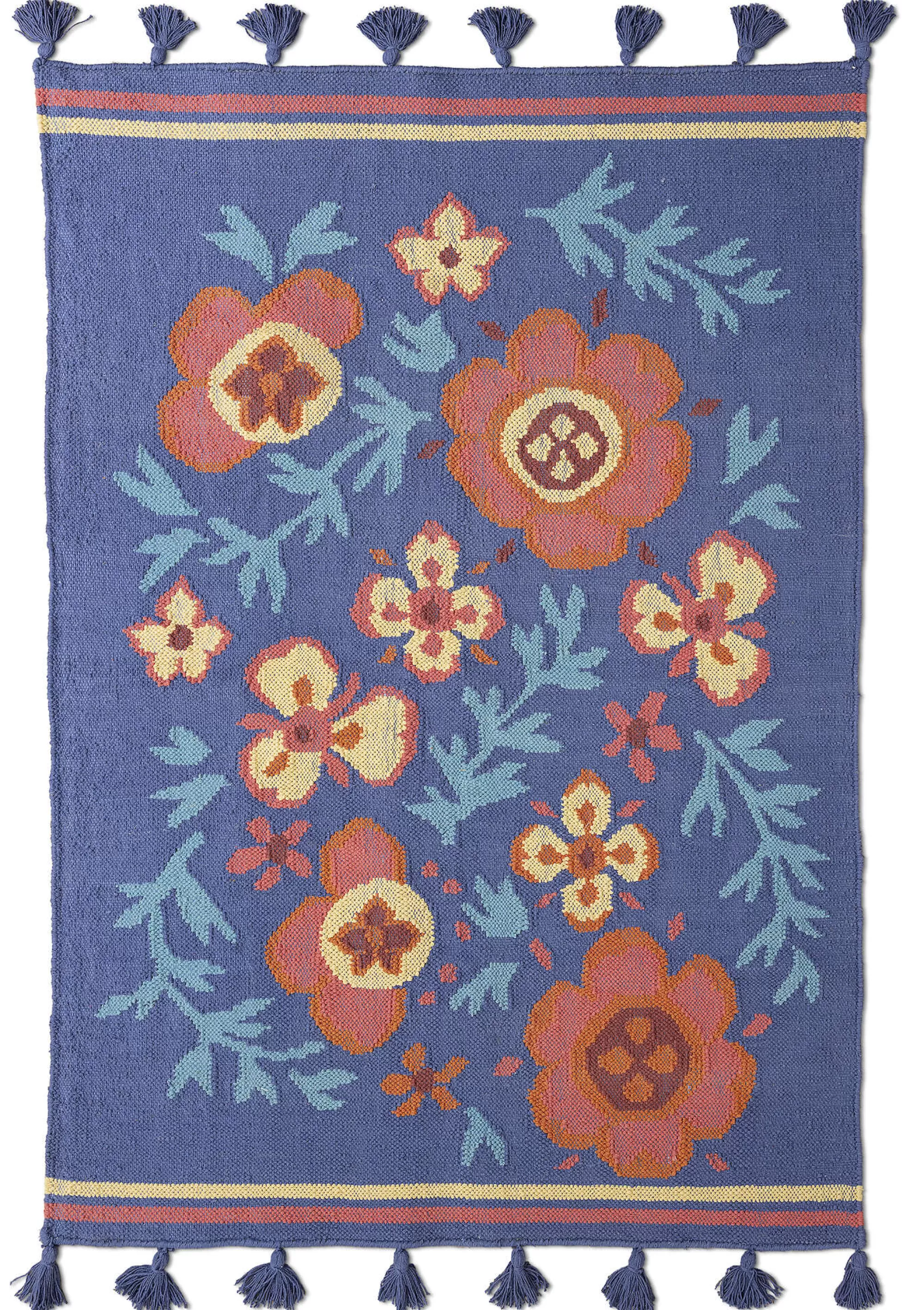 Teppiche | Heimtextilien^Gudrun Sjödén Kelim Petals Aus Bio-Baumwolle blauglöckchen