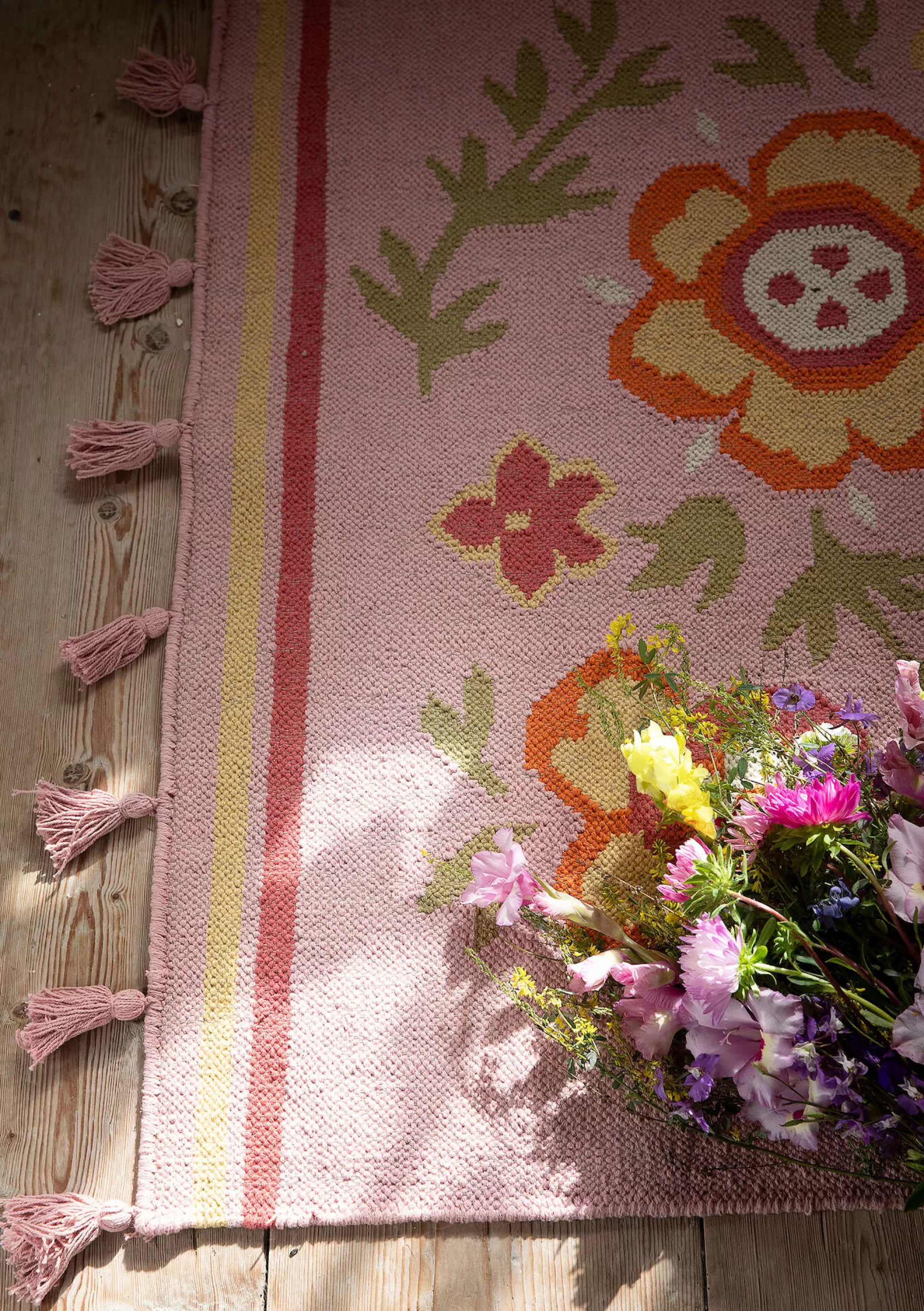 Teppiche | Heimtextilien^Gudrun Sjödén Kelim Petals Aus Bio-Baumwolle aschrosa