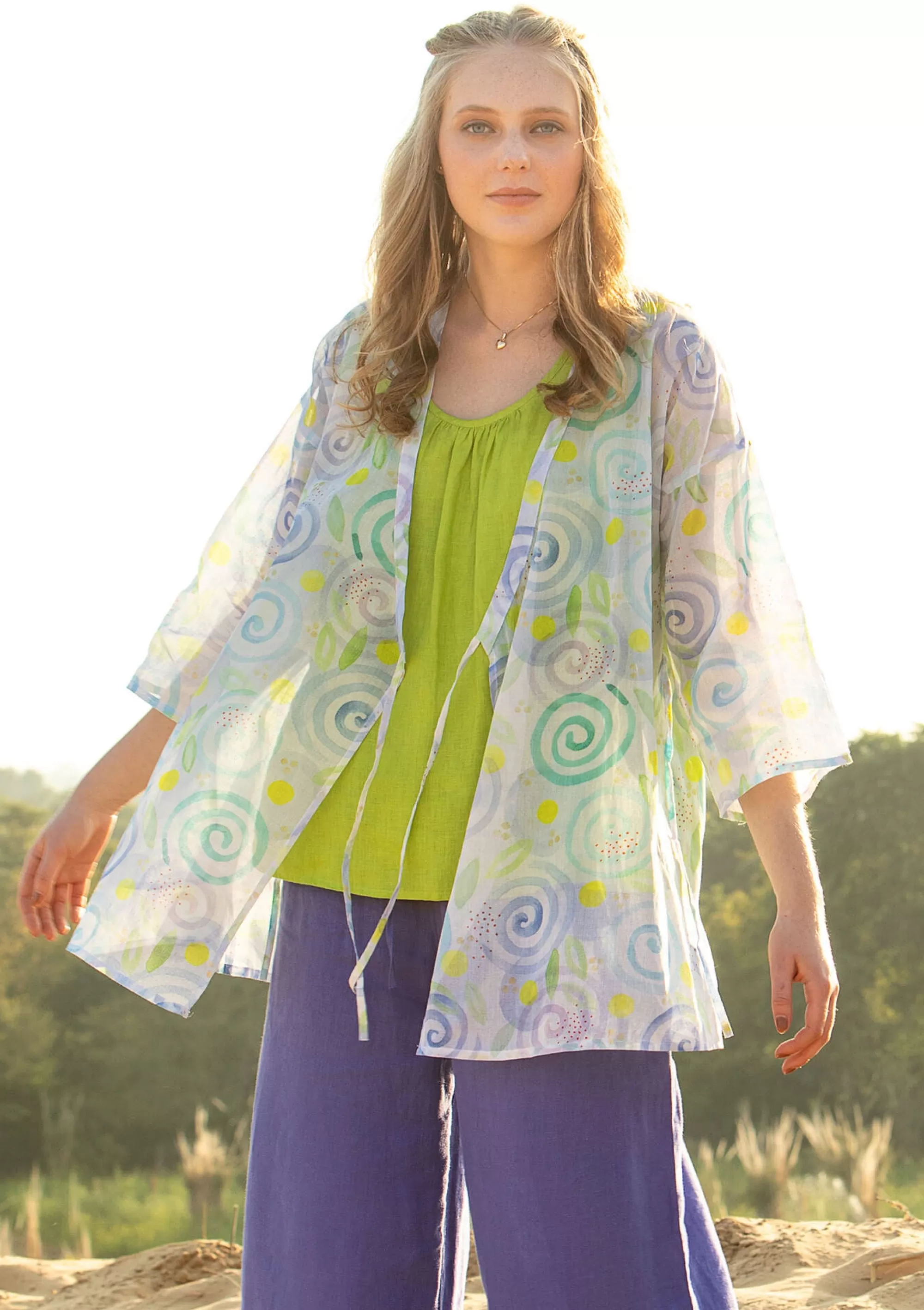 Strickjacken | Jacken & Mäntel^Gudrun Sjödén Kimono Cumulus Aus Baumwollgewebe vergissmeinnicht