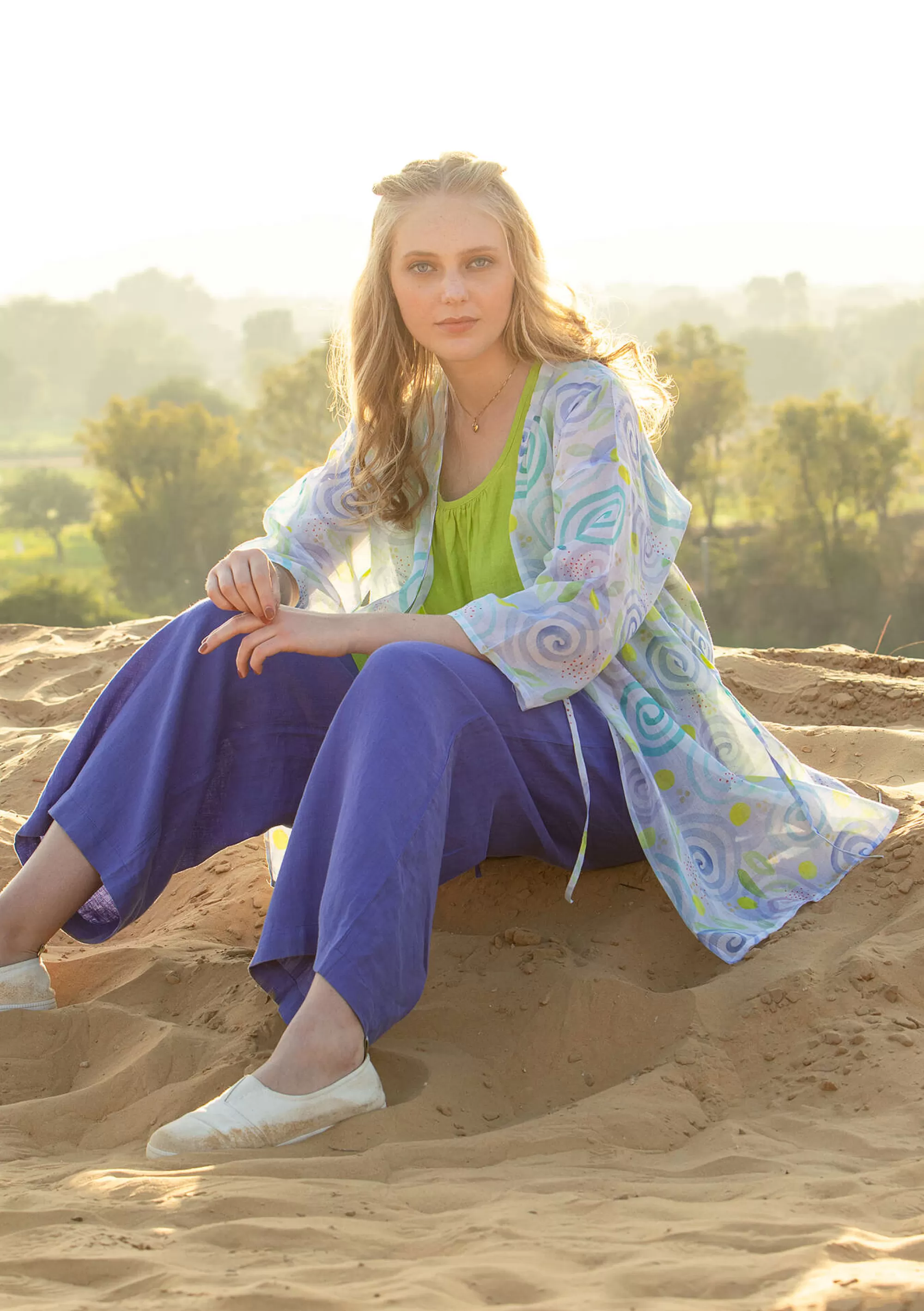 Strickjacken | Jacken & Mäntel^Gudrun Sjödén Kimono Cumulus Aus Baumwollgewebe vergissmeinnicht